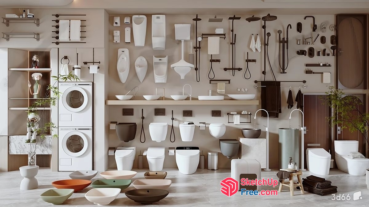 Modern Bathroom Fixtures And Accessories 3D SketchUp File