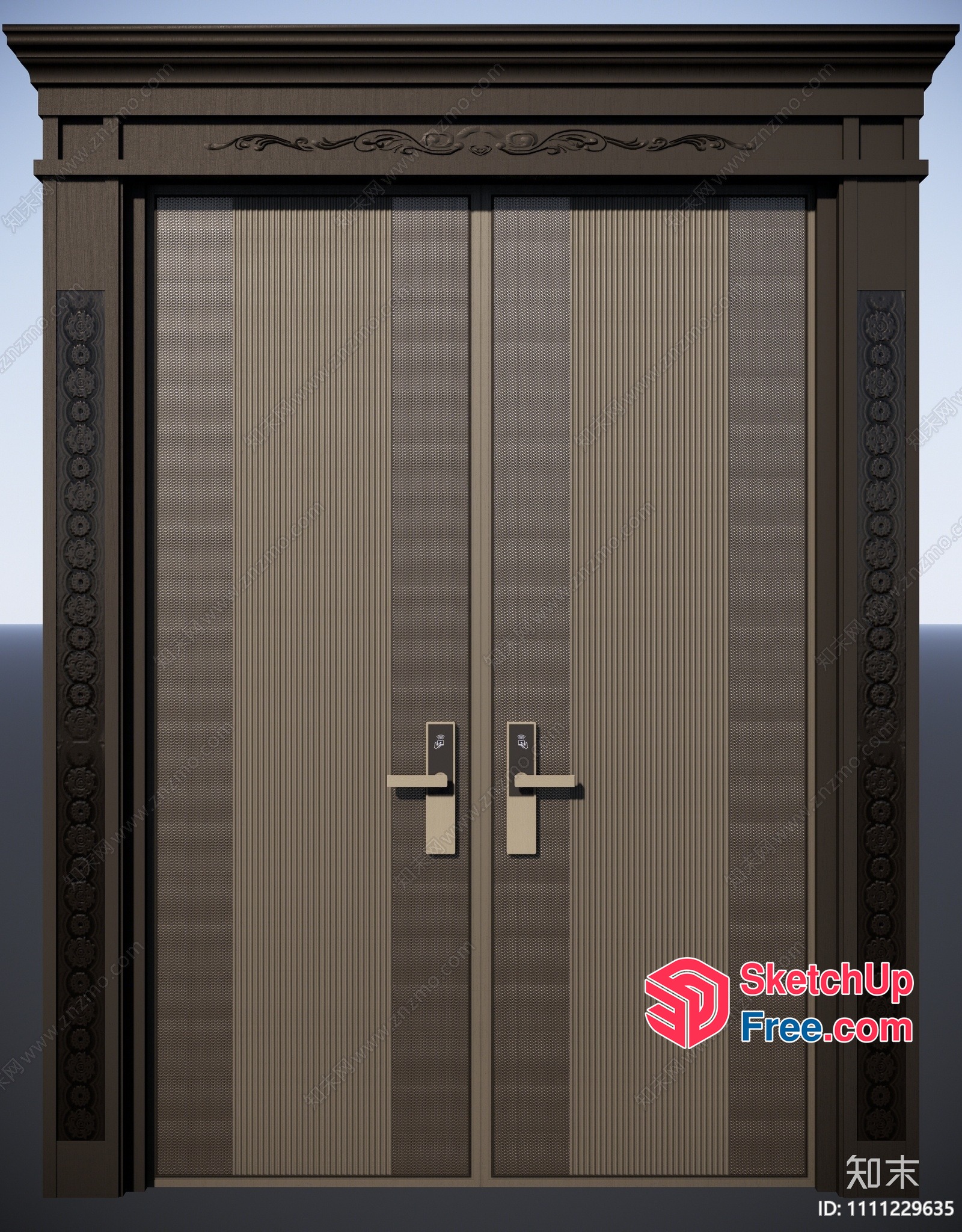 Ornate Double Doors With Intricate Carvings 3D SketchUp File