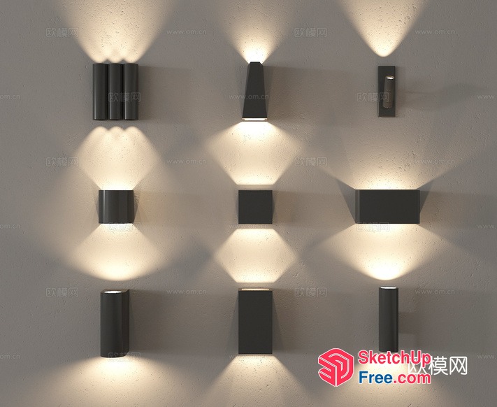 Modern Black And White Wall Sconces 3D SketchUp File