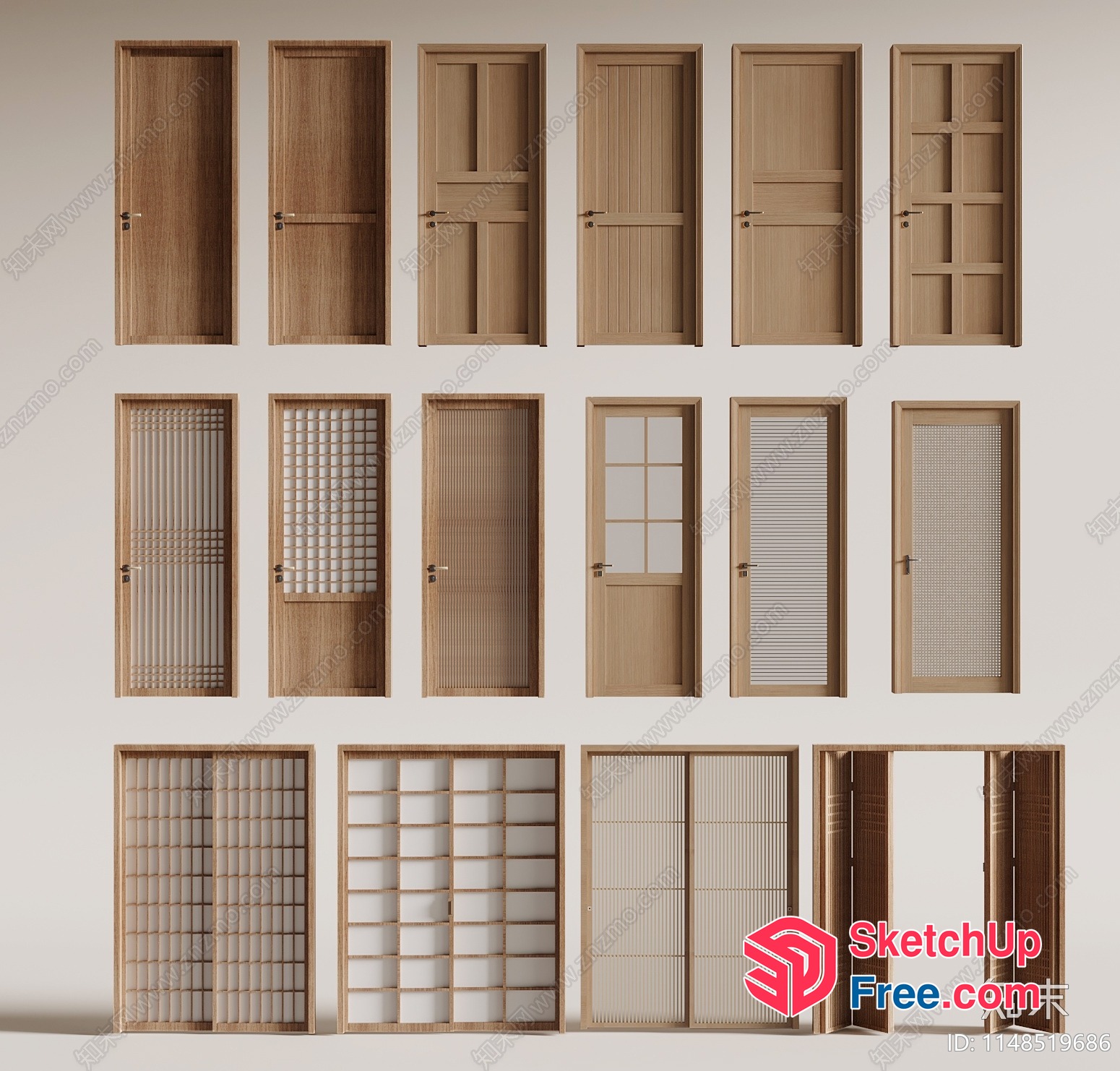 Wooden Door Styles Collection 3D SketchUp File