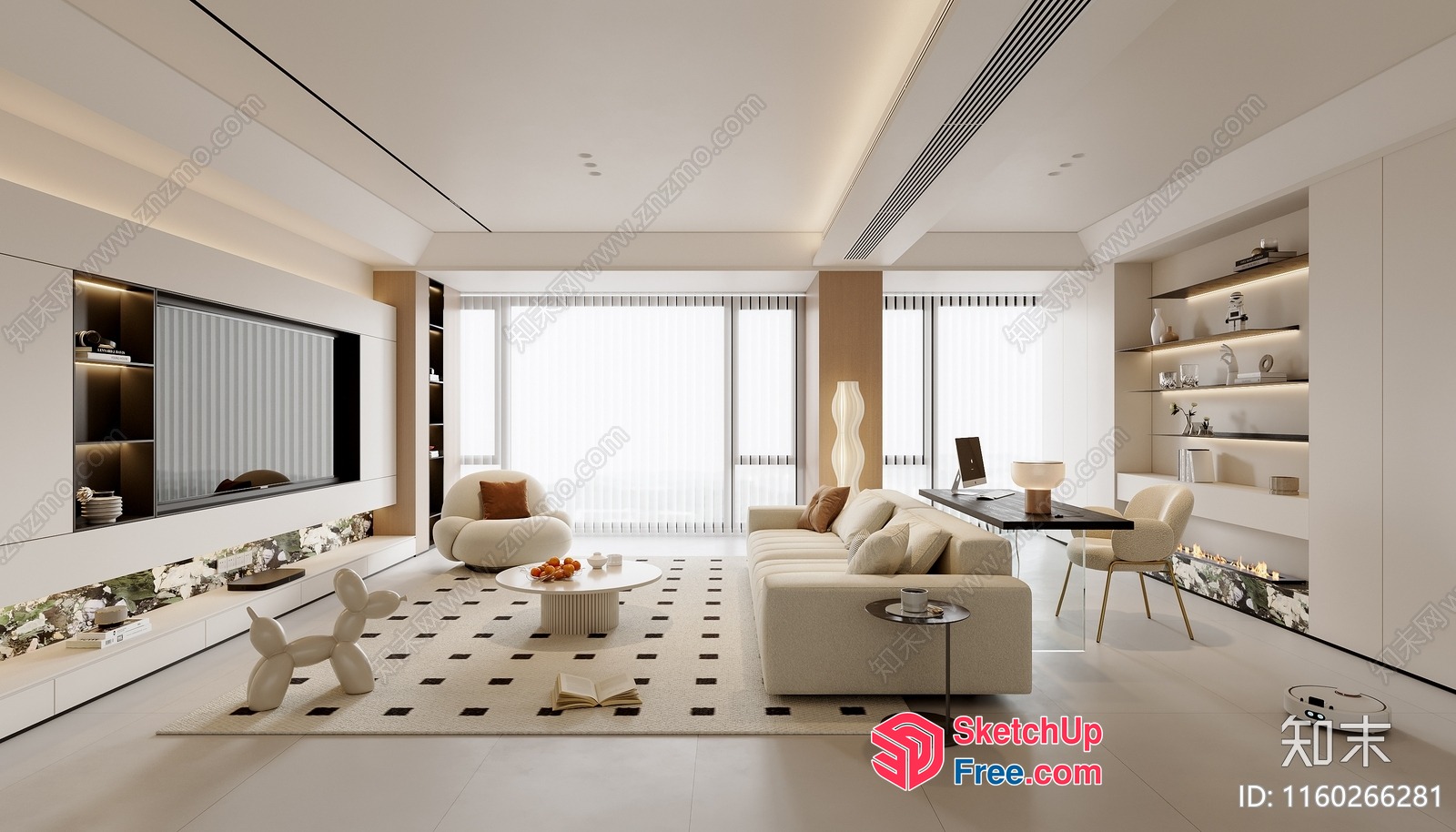 Modern Minimalist Living Room Interior With Neutral Tones 3D SketchUp File