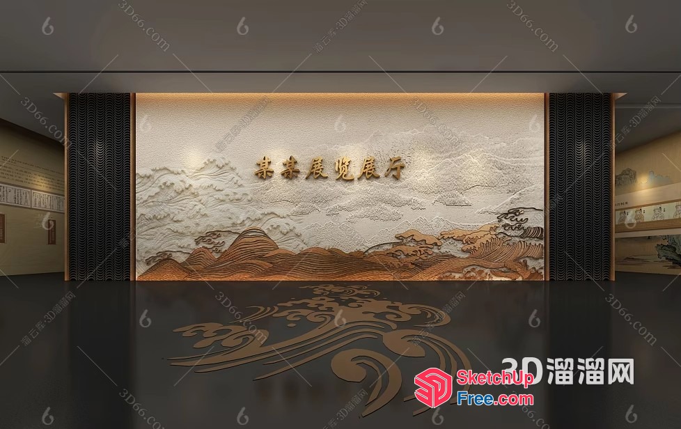 Chinese-Inspired Decorative Wall Mural 3D SketchUp File