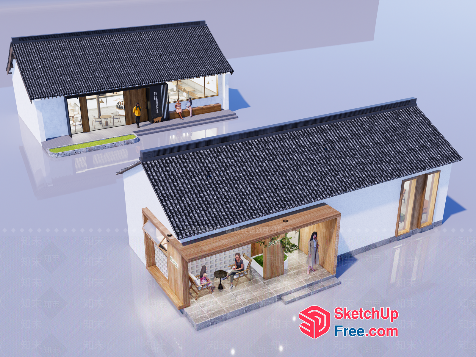 A Modern Asian-Style Home With A Spacious Porch 3D SketchUp File
