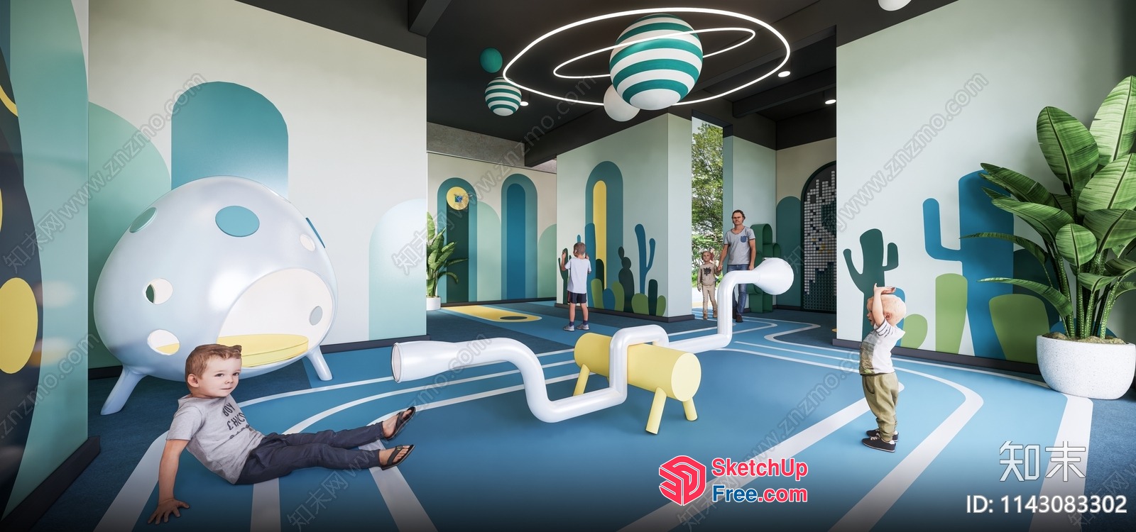 Colorful Playroom Interior Design For Children 3D SketchUp File
