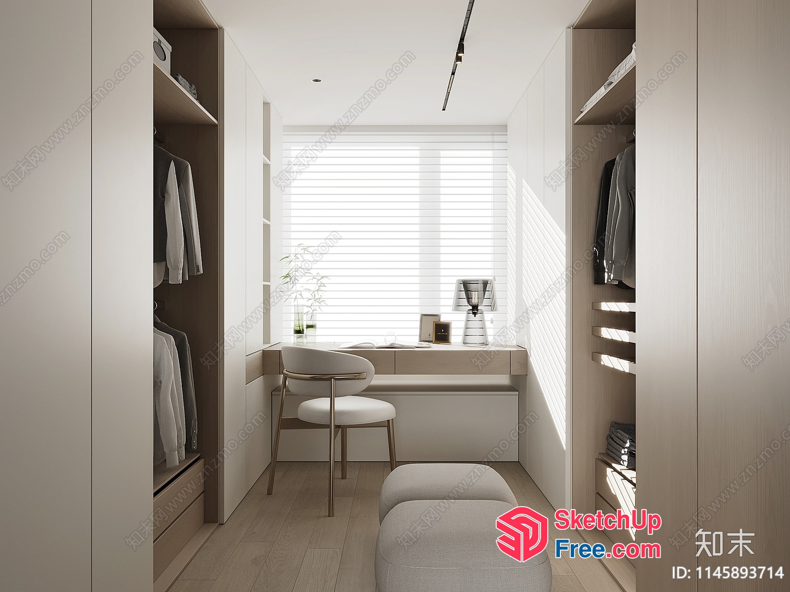 Minimalist Home Office With Natural Light 3D SketchUp File