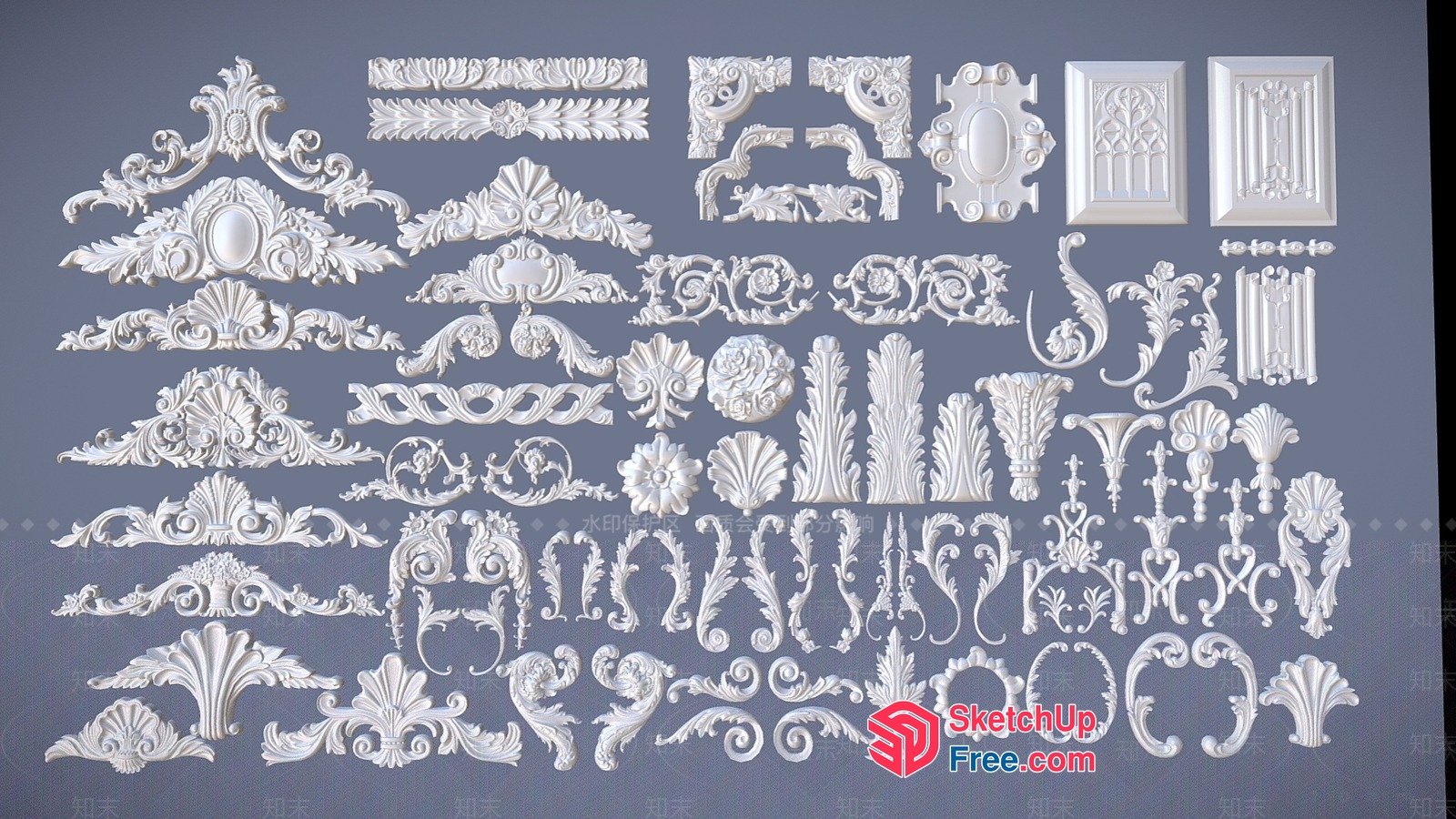 Ornate Carved Ceiling Decorations 3D SketchUp File