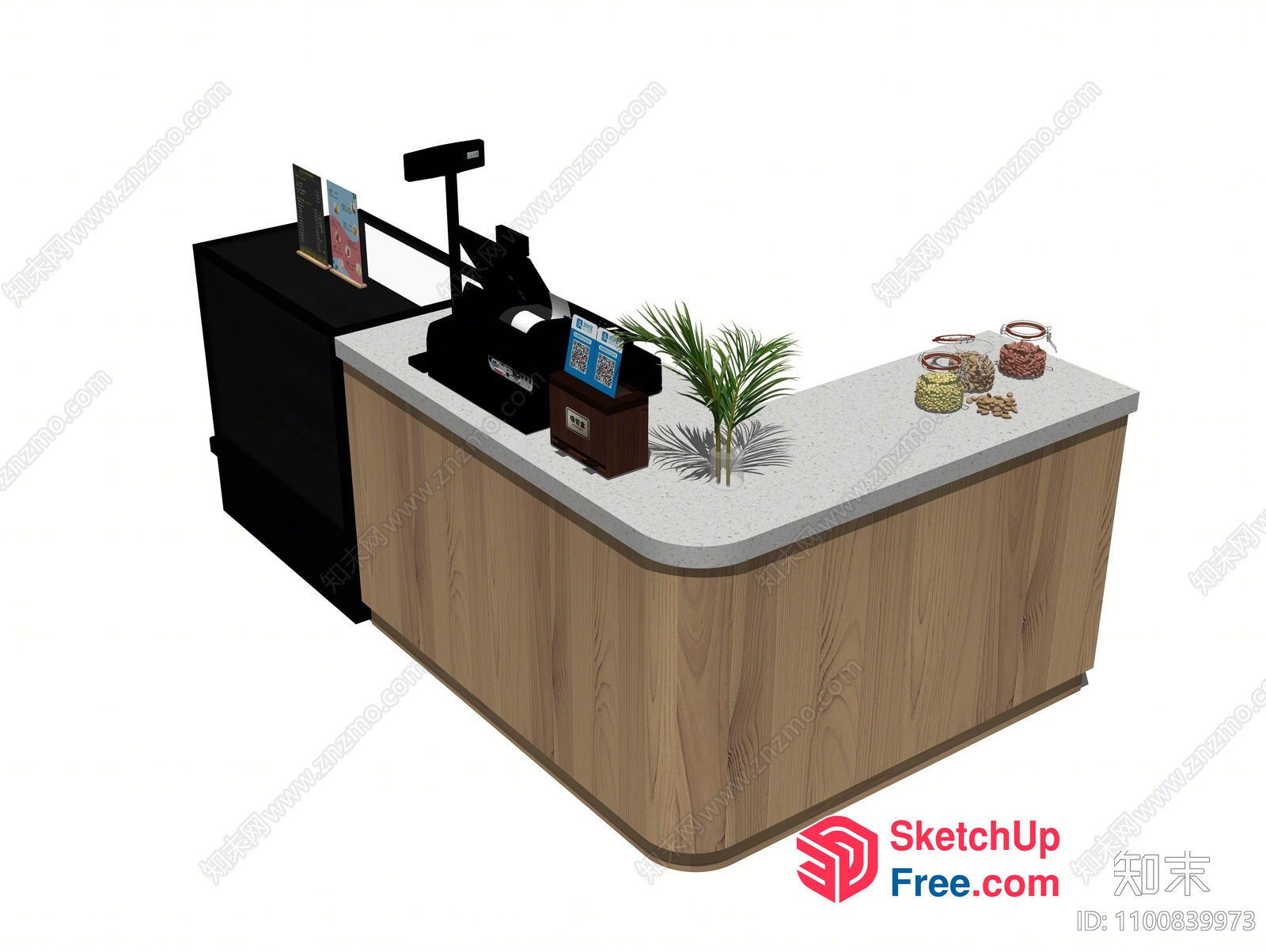 Cash Register Counter With Cash Drawer And Payment Terminal 3D SketchUp File