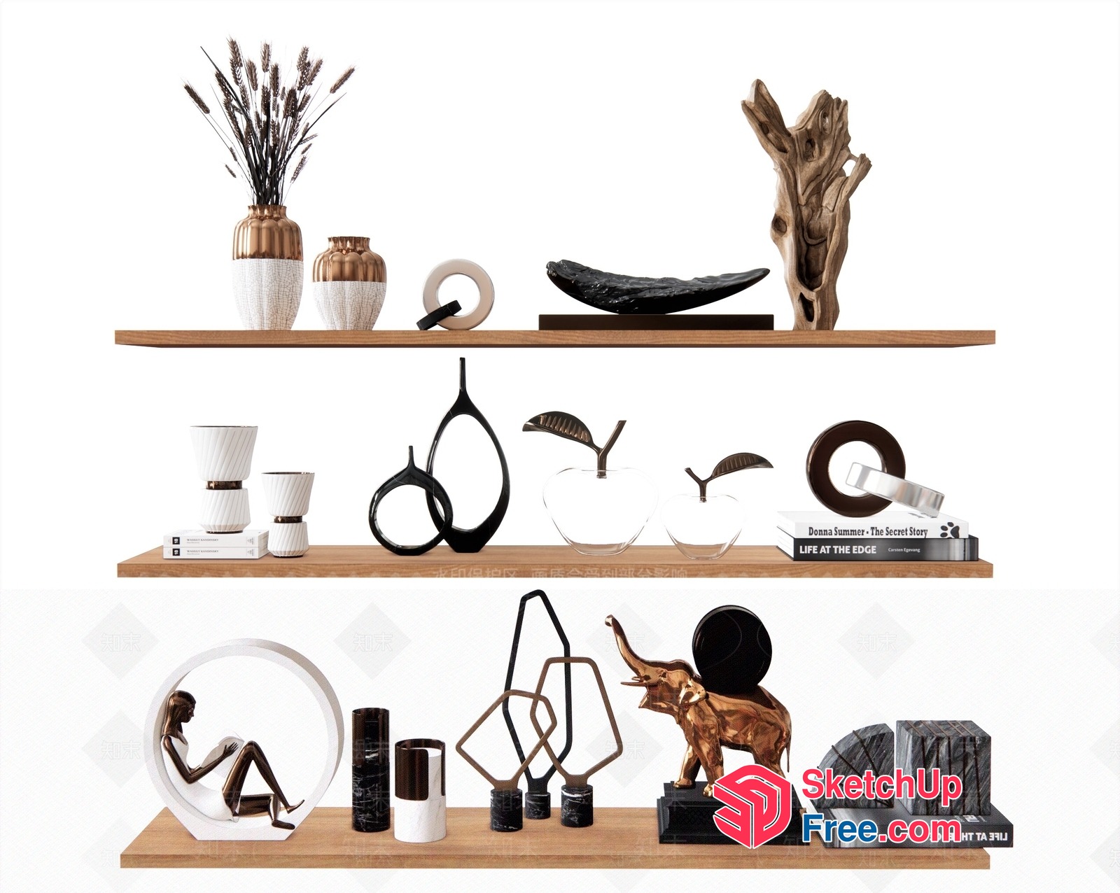 Decorative Shelf With A Mix Of Modern And Rustic Elements 3D SketchUp File