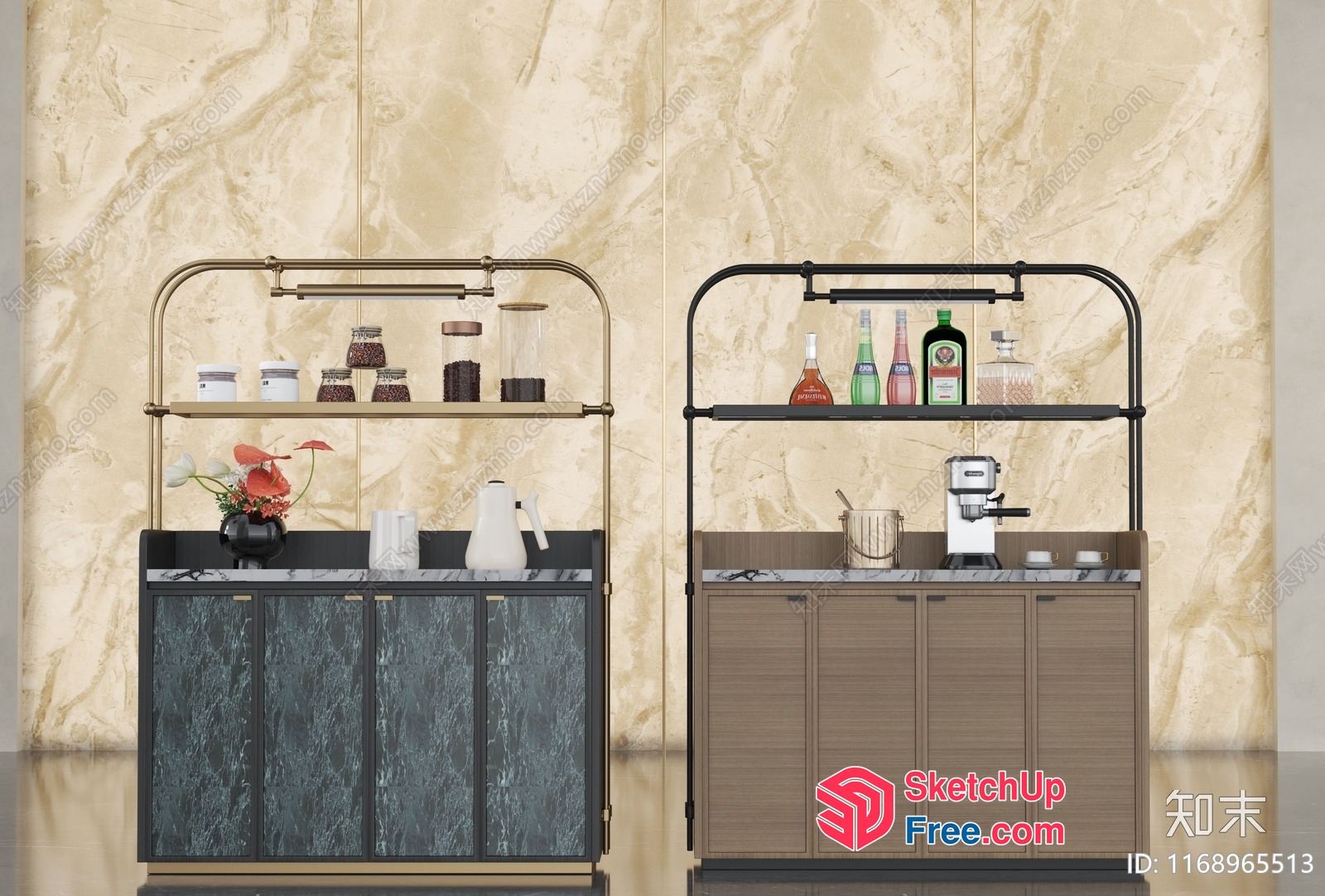 Modern Kitchen Display Units With Built-In Appliances And Decorative Elements 3D SketchUp File