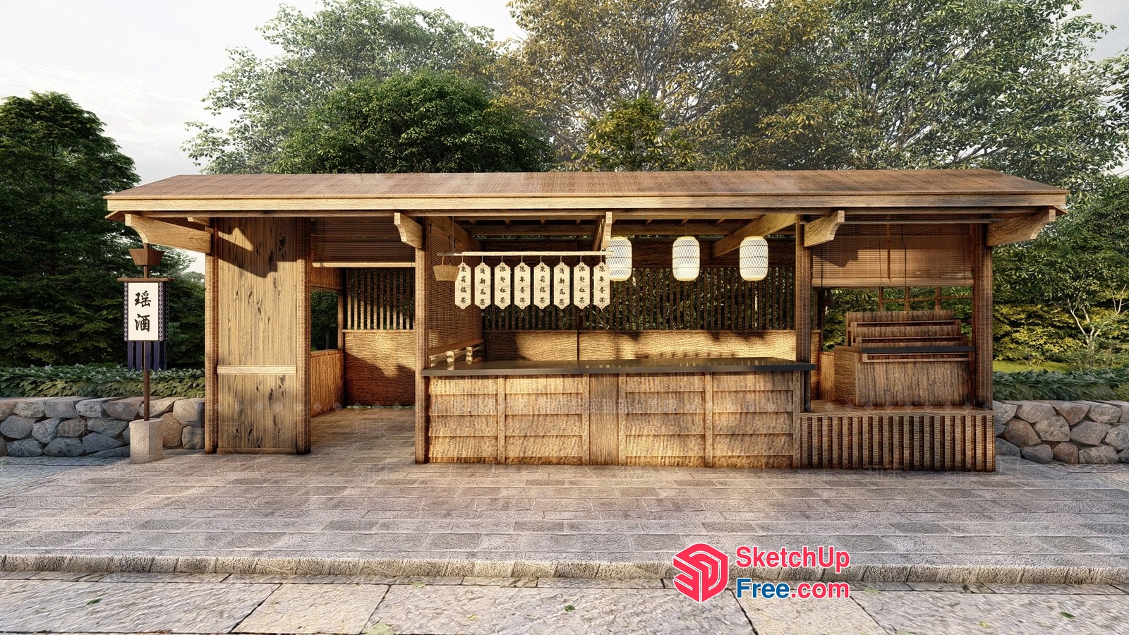 Traditional Japanese Wooden Food Truck 3D SketchUp File
