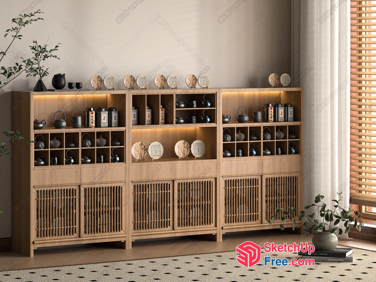 Asian-Inspired Teaware Display 3D SketchUp File
