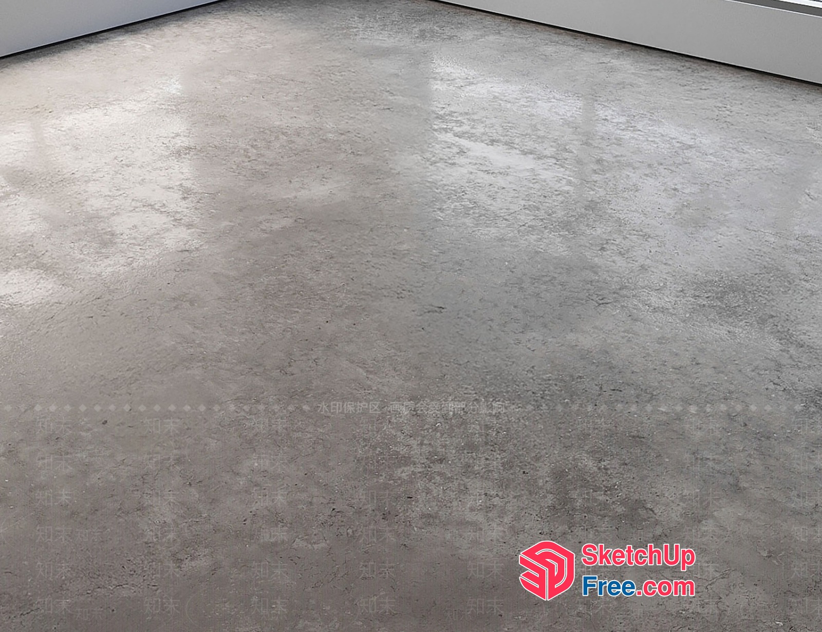 Empty Room With Gray Concrete Floor 3D SketchUp File