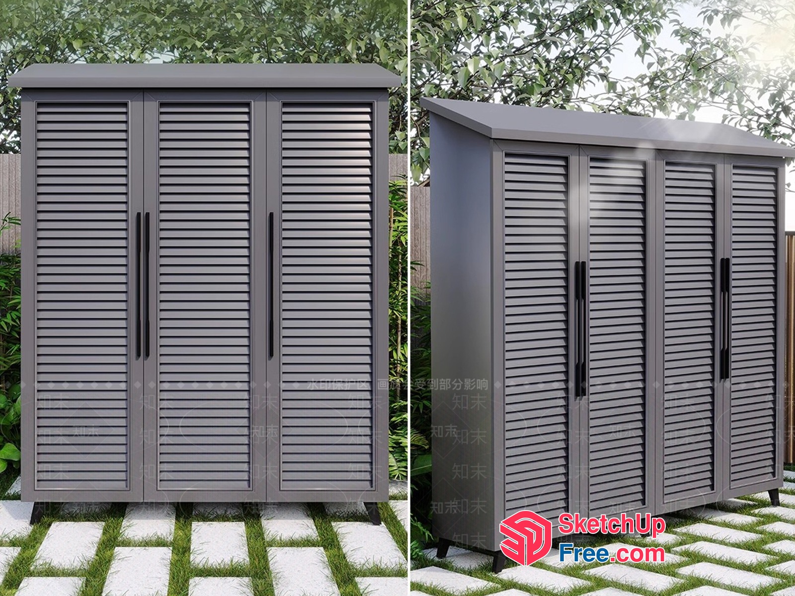 Outdoor Cabinet With Lattice Doors 3D SketchUp File