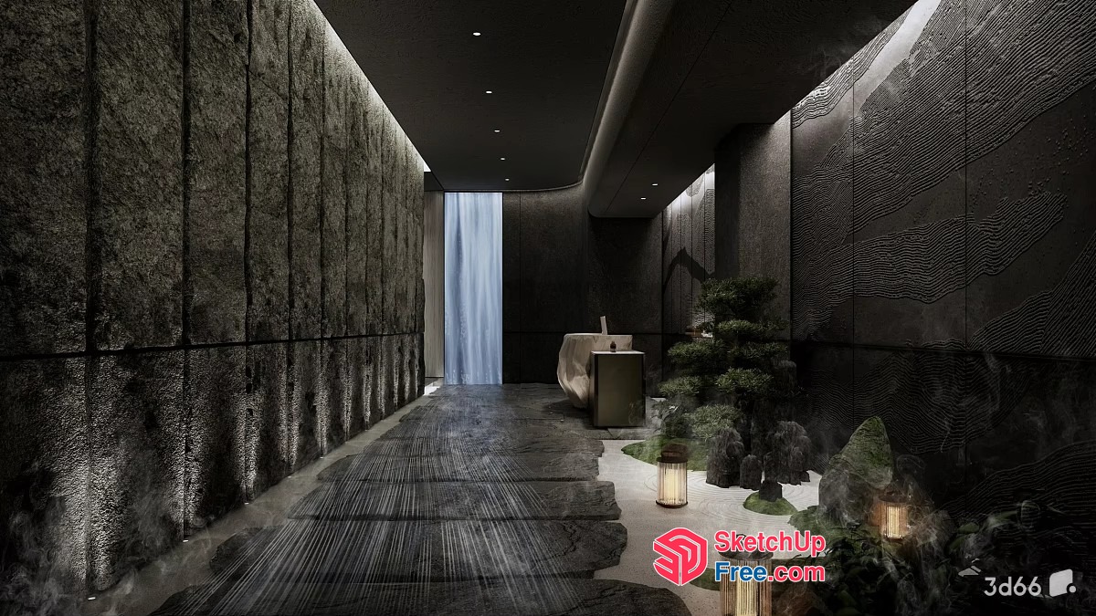 Modern Japanese-Inspired Interior With Natural Elements 3D SketchUp File