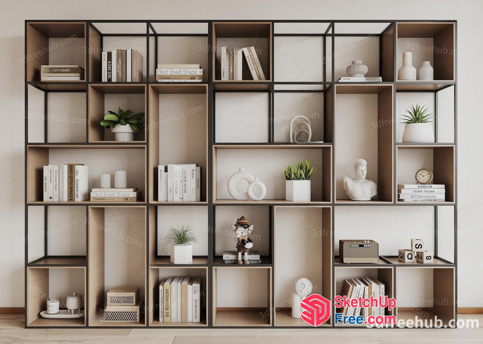 Modern Shelving Unit With Decorative Items 3D SketchUp File