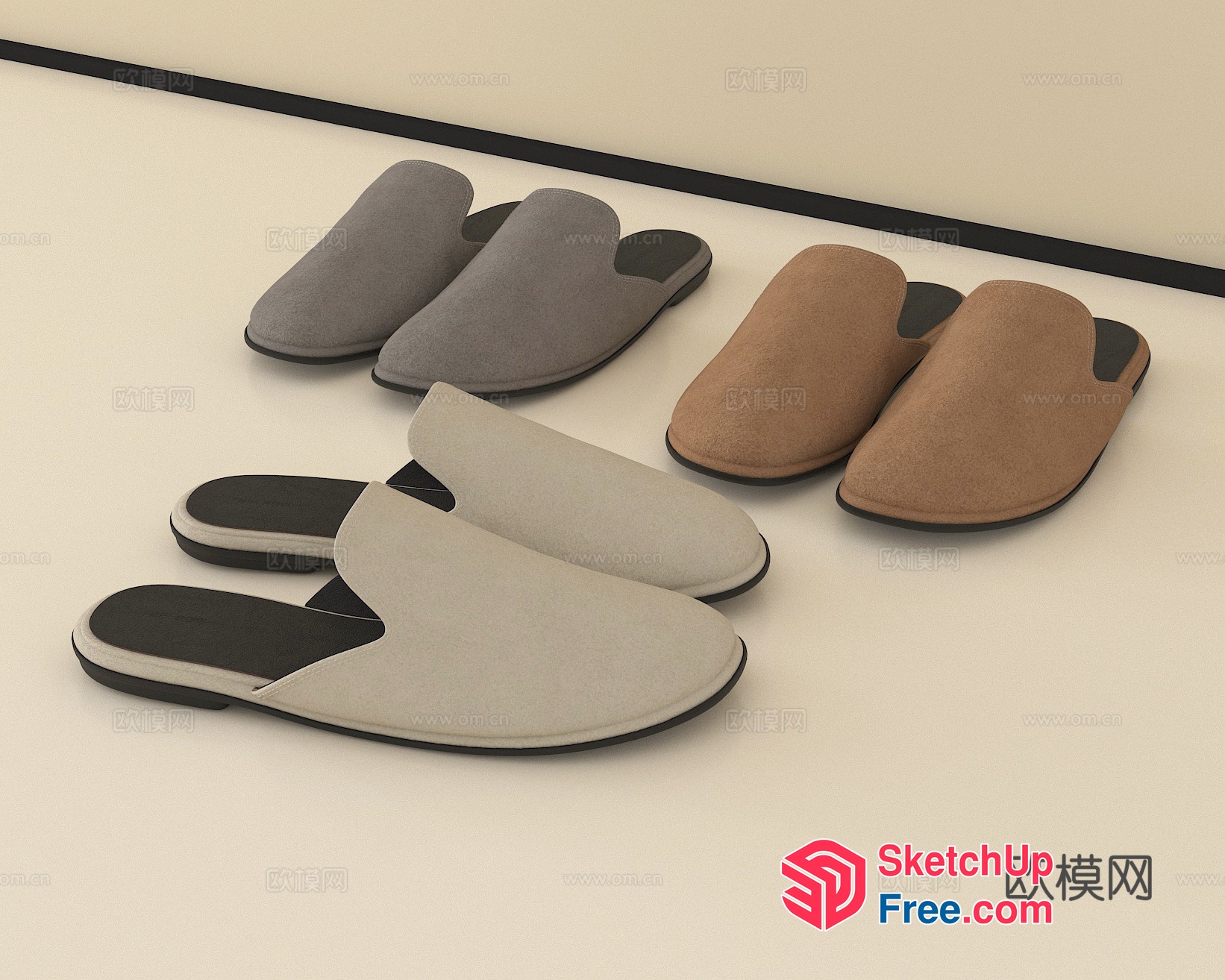 Comfortable Home Slippers 3D SketchUp File
