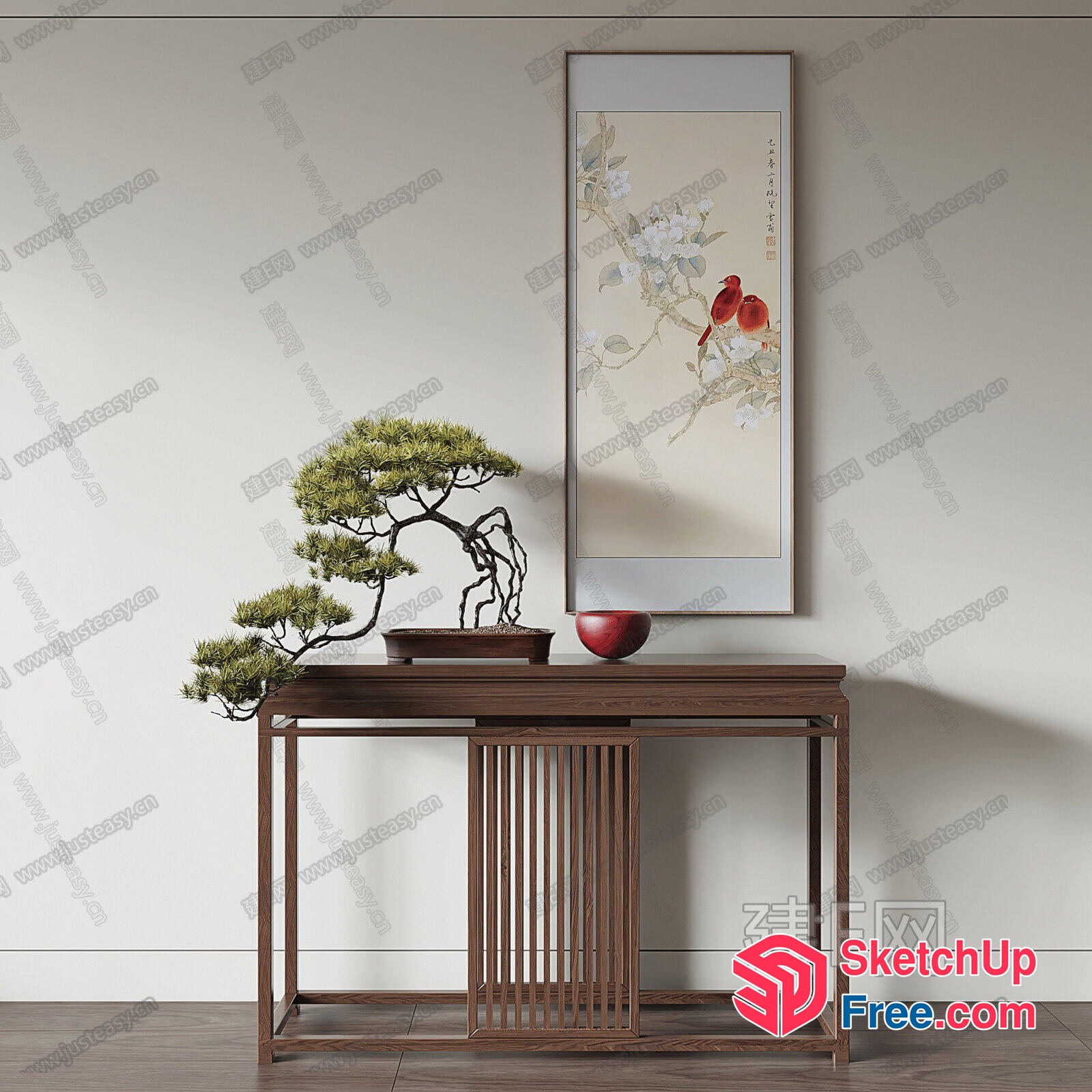 Asian-Inspired Decorative Wall Art And Furniture 3D SketchUp File