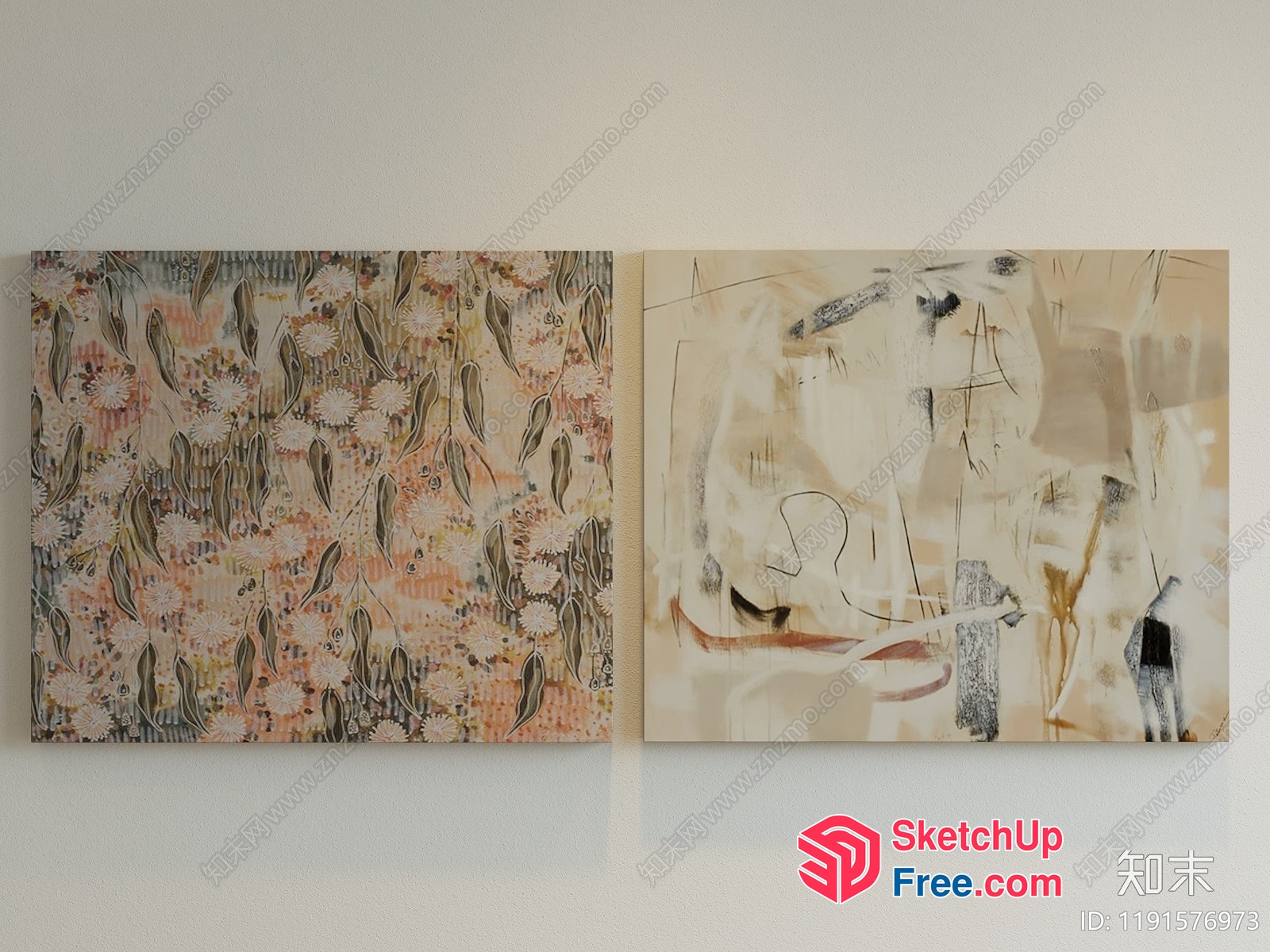 Abstract Artwork With Floral And Geometric Patterns 3D SketchUp File