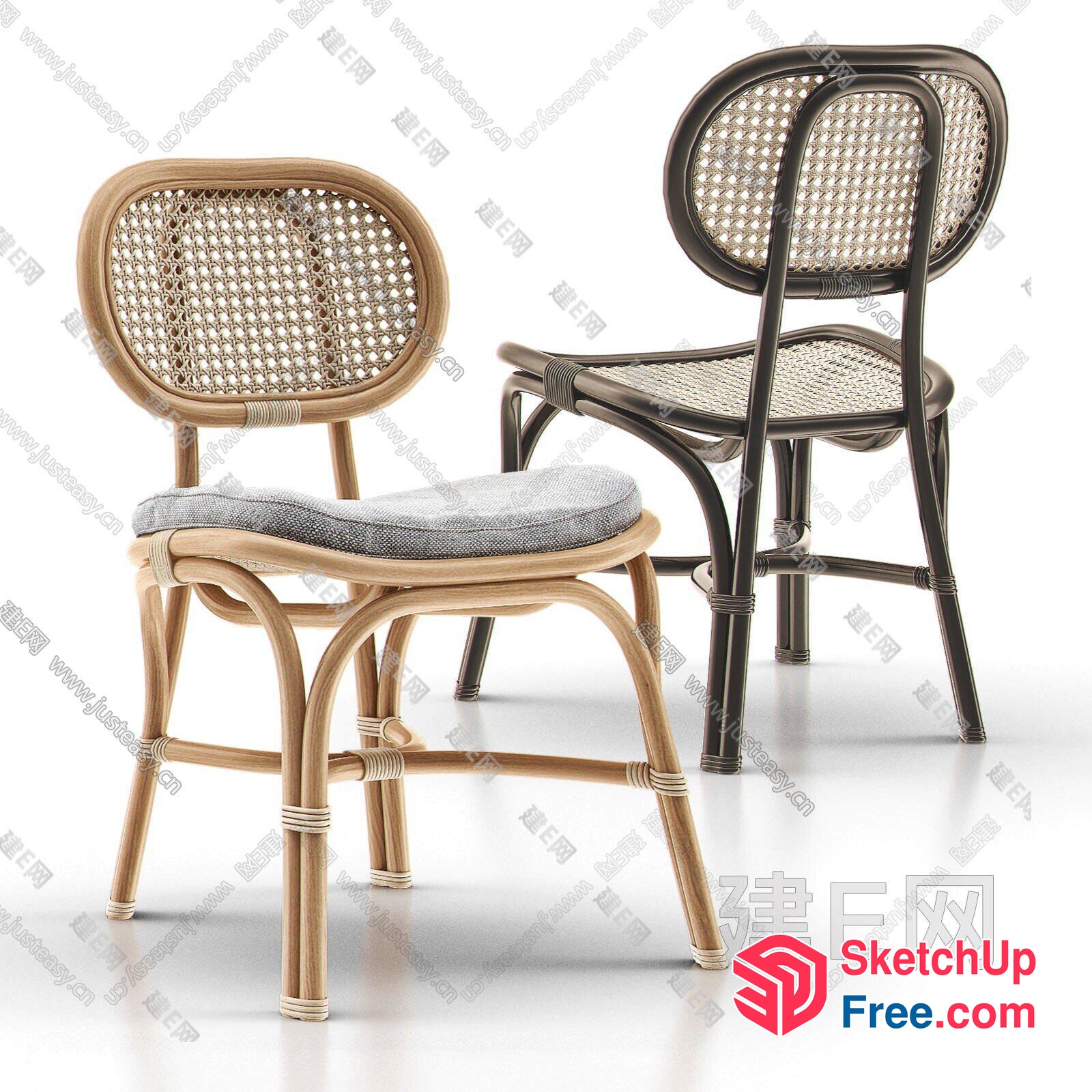 Rattan Chairs With Cushions And Backrests 3D SketchUp File