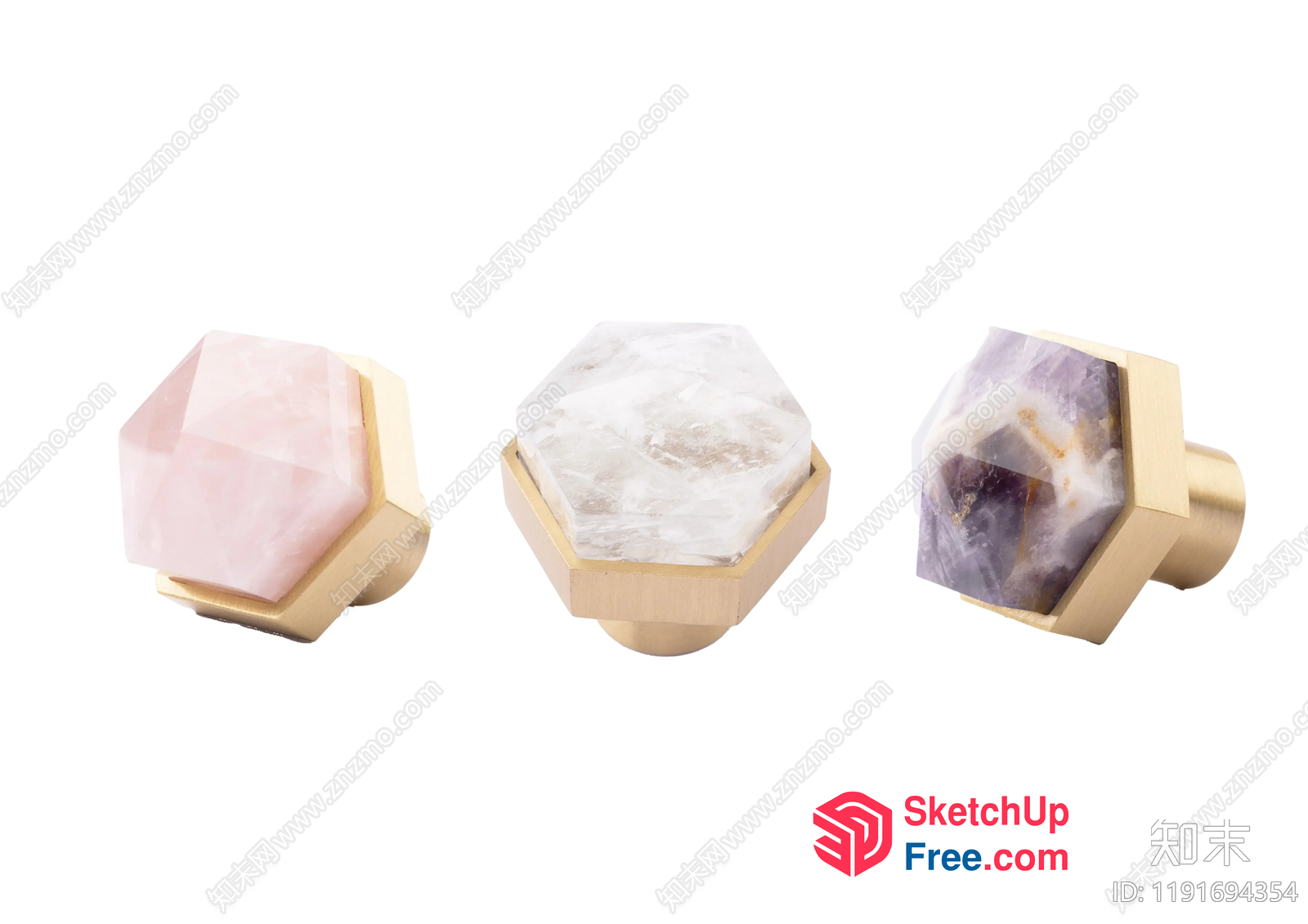 Hexagonal Crystal Door Knobs 3D SketchUp File