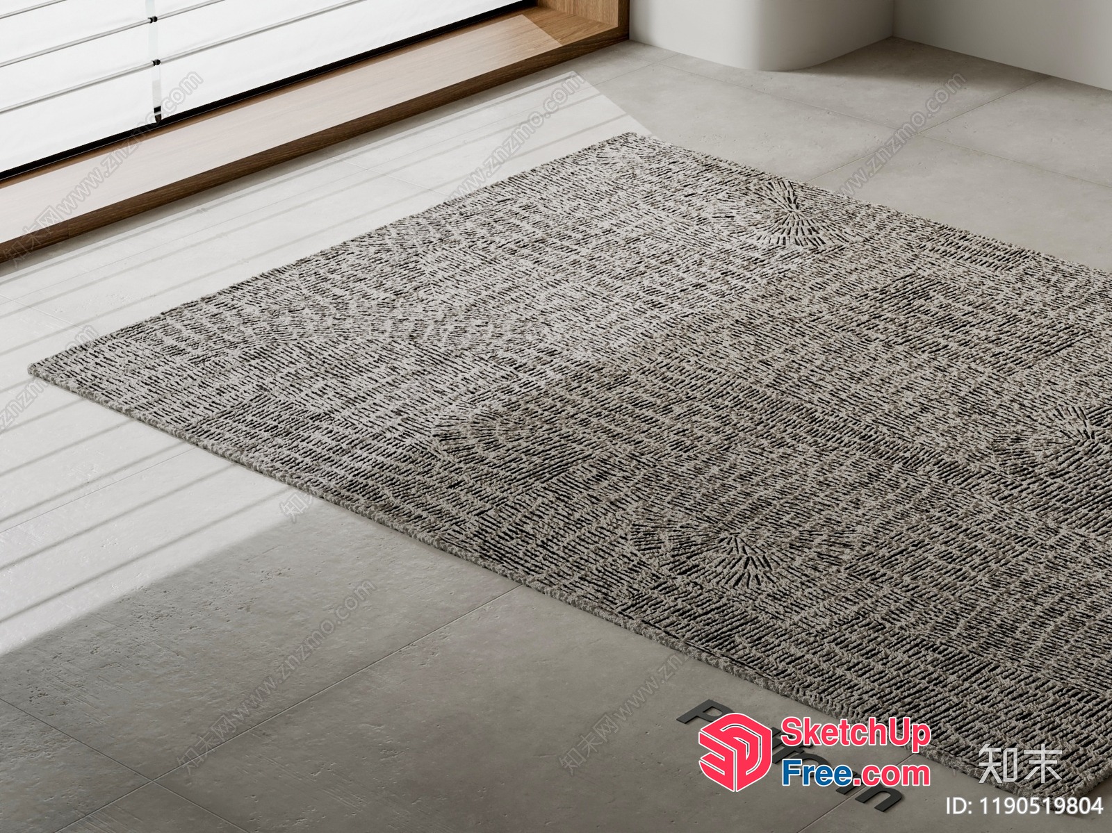 Minimalist Style Rug In Poliform Textured Flooring 3D SketchUp File