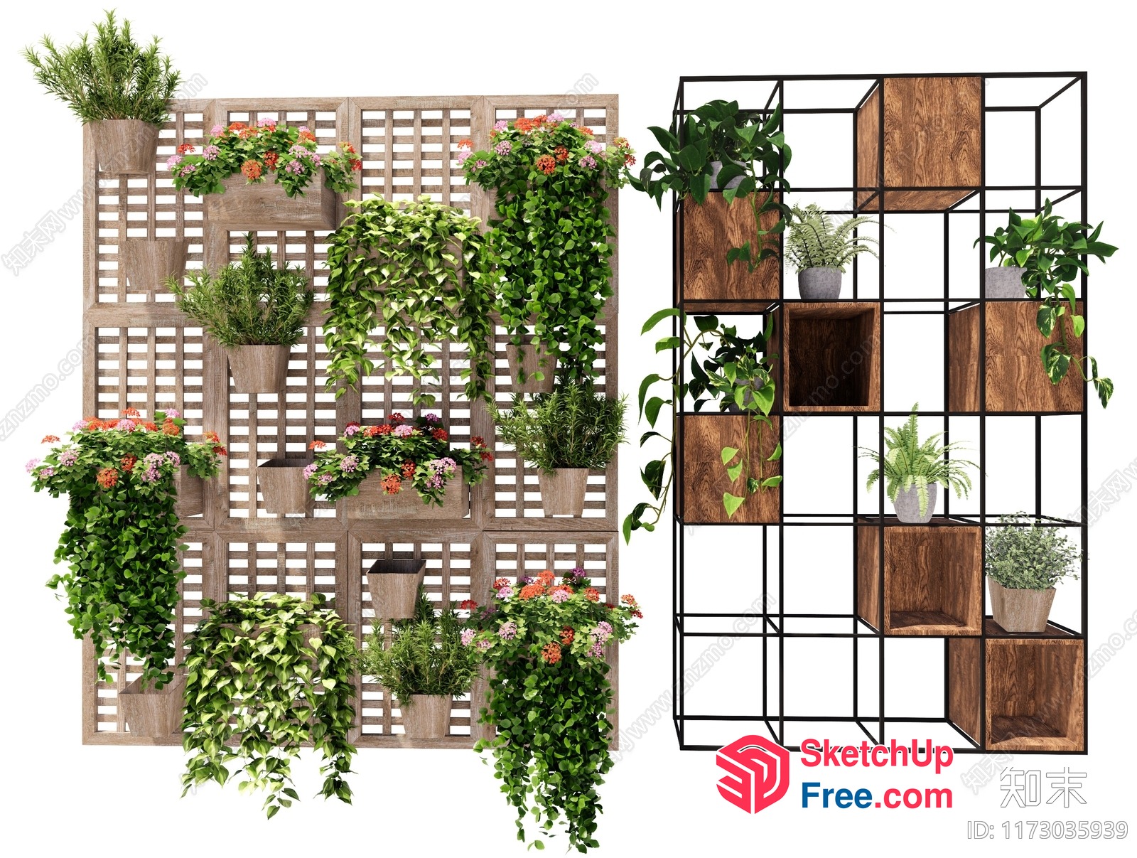 Lattice Wall Planters And Shelving Unit 3D SketchUp File