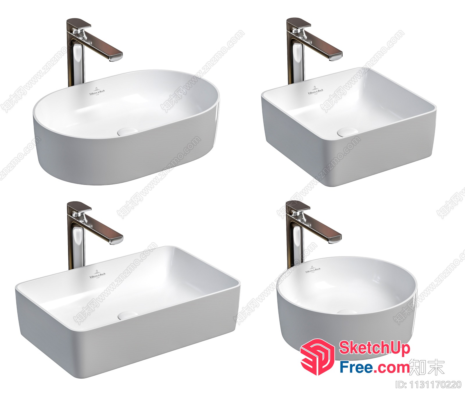 Modern White Bathroom Sink With Faucet 3D SketchUp File