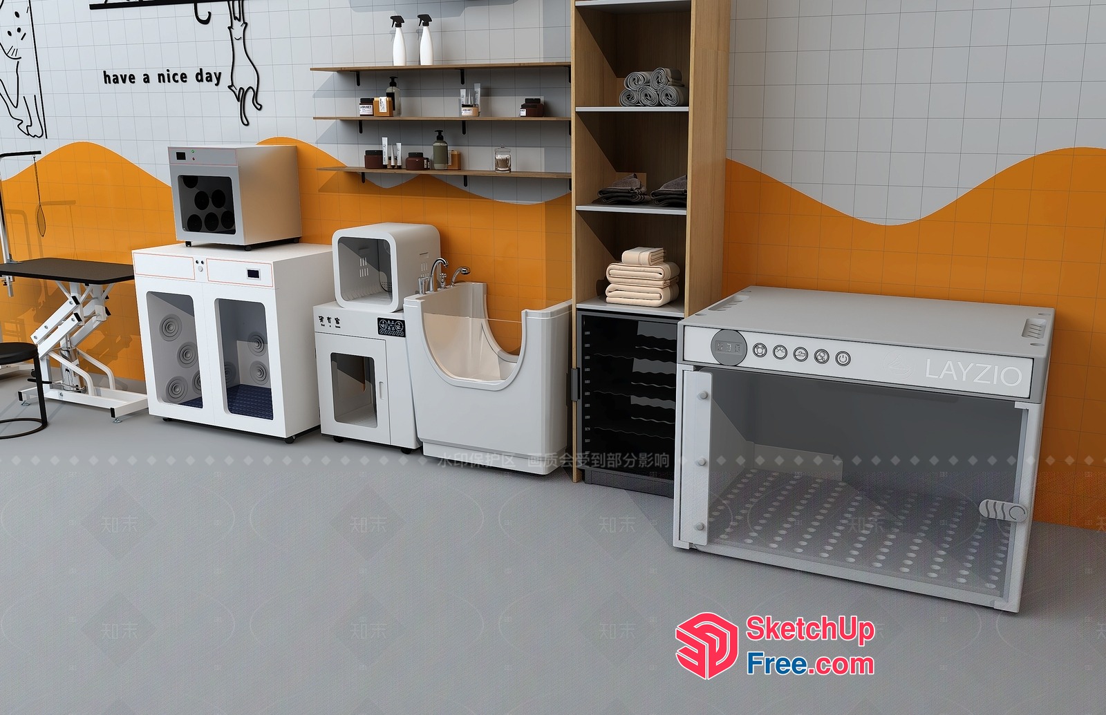 Interior Decor For A Modern Pet Grooming Salon 3D SketchUp File