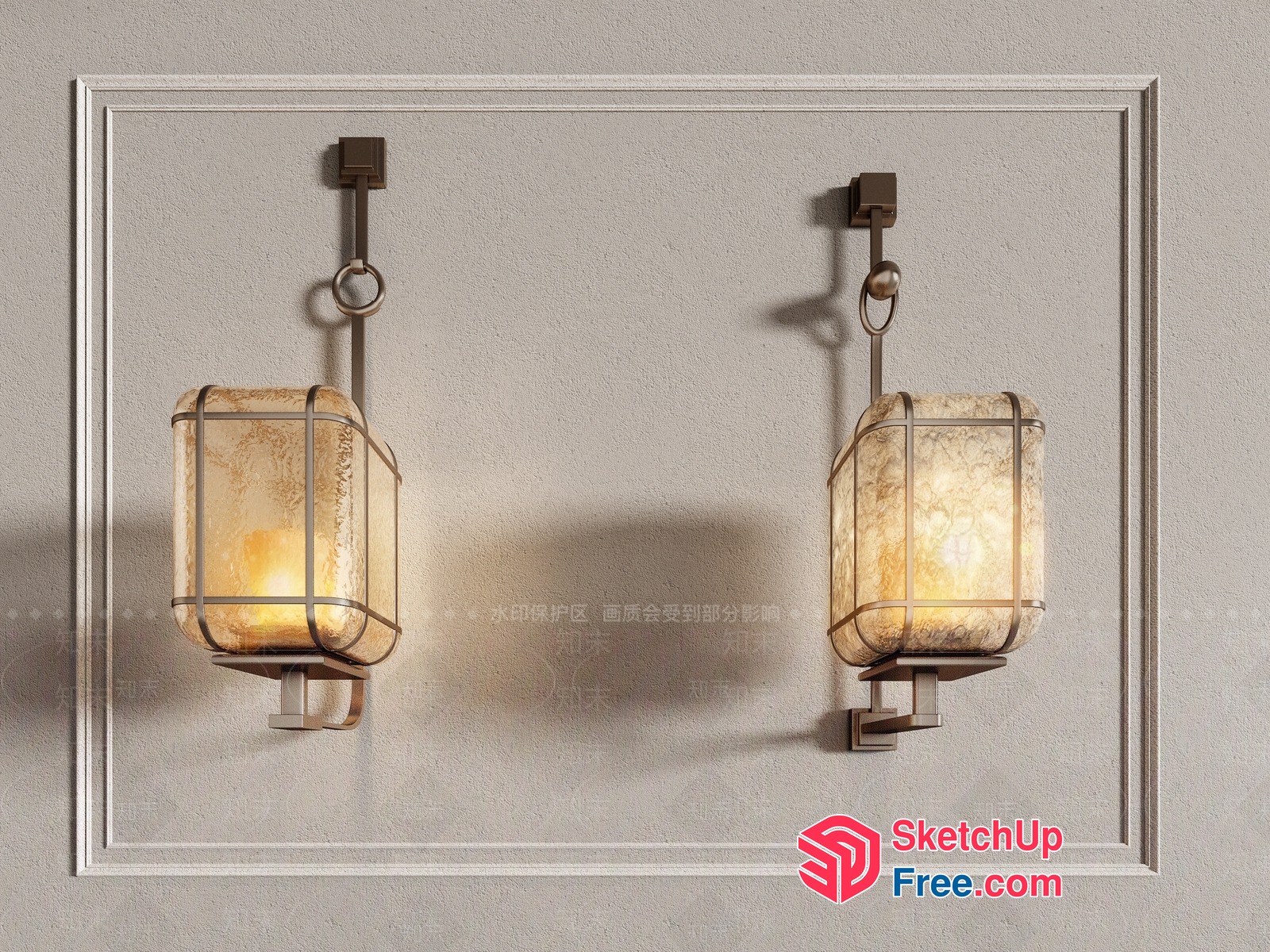 Elegant Hanging Lanterns Illuminating The Room 3D SketchUp File