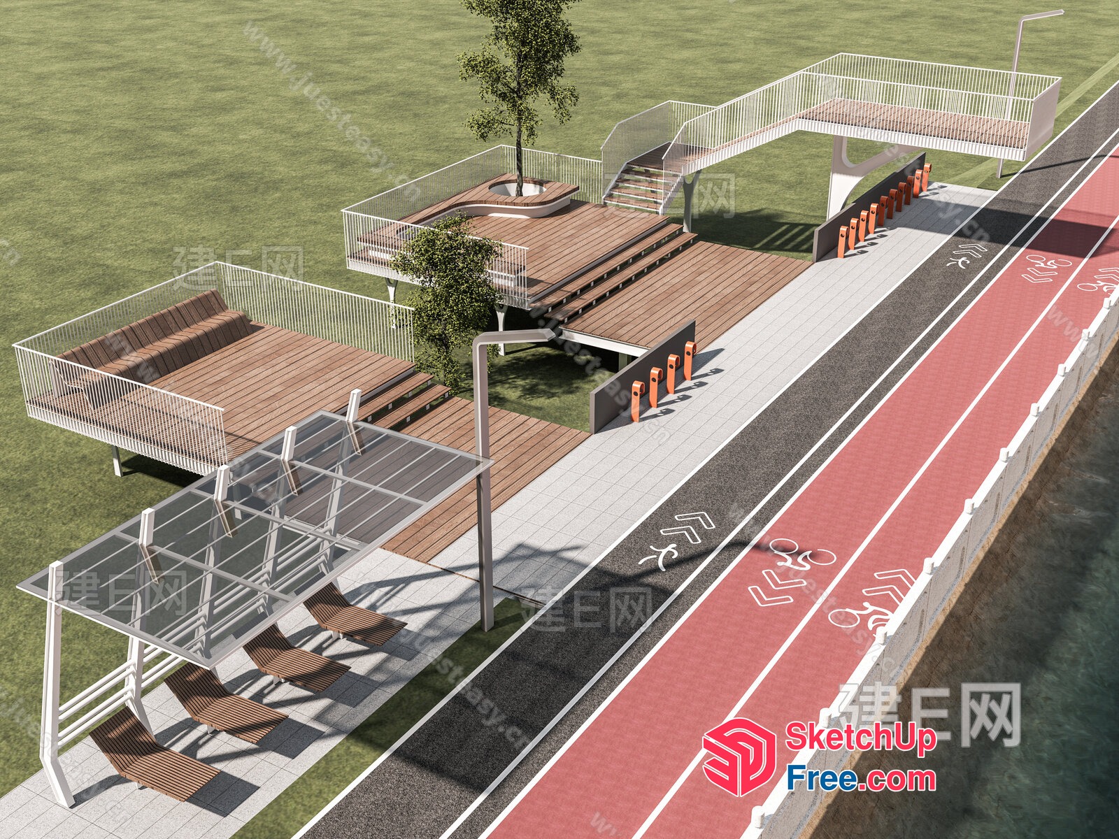 Outdoor Seating And Stairs Area 3D SketchUp File