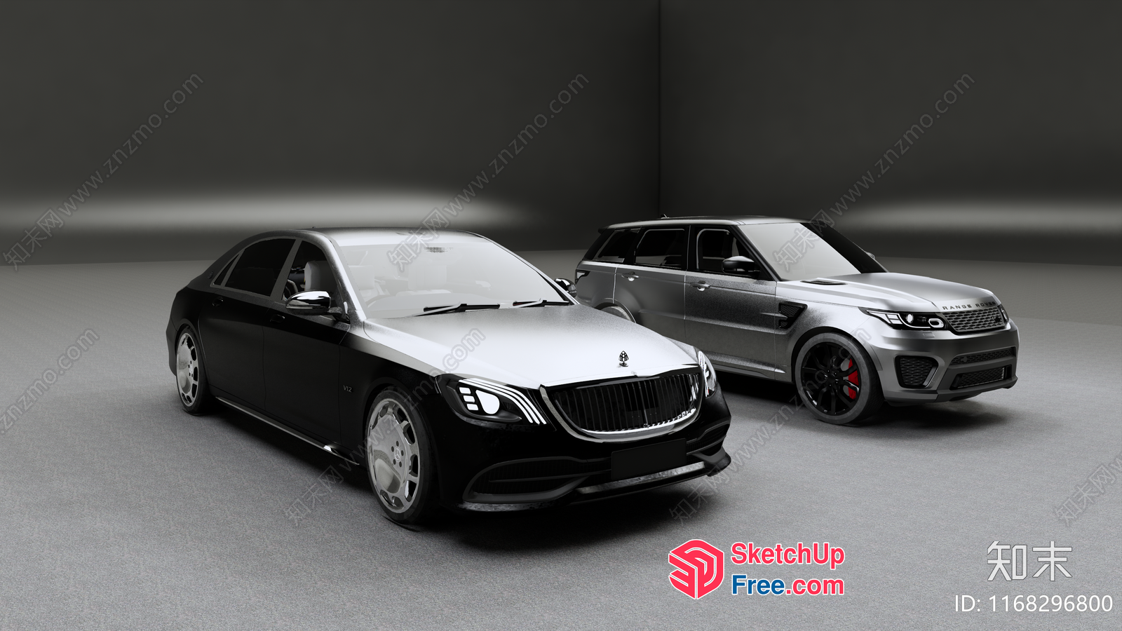 Two Cars In A Spacious Room 3D SketchUp File
