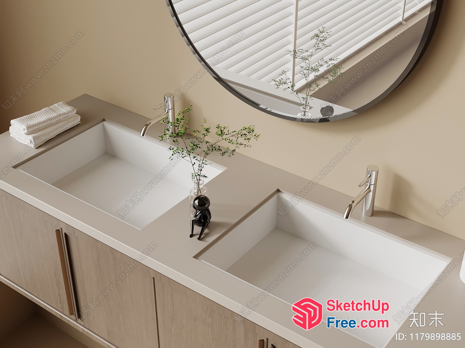 Modern Bathroom Vanity With Double Sinks 3D SketchUp File