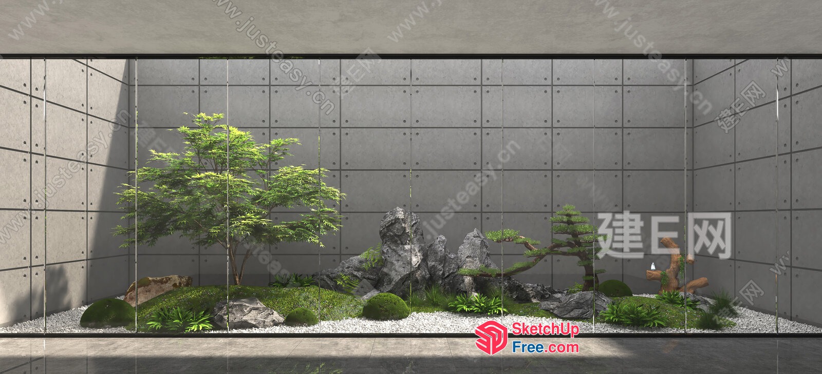 Japanese Style Minimalist Interior Garden 3D SketchUp File