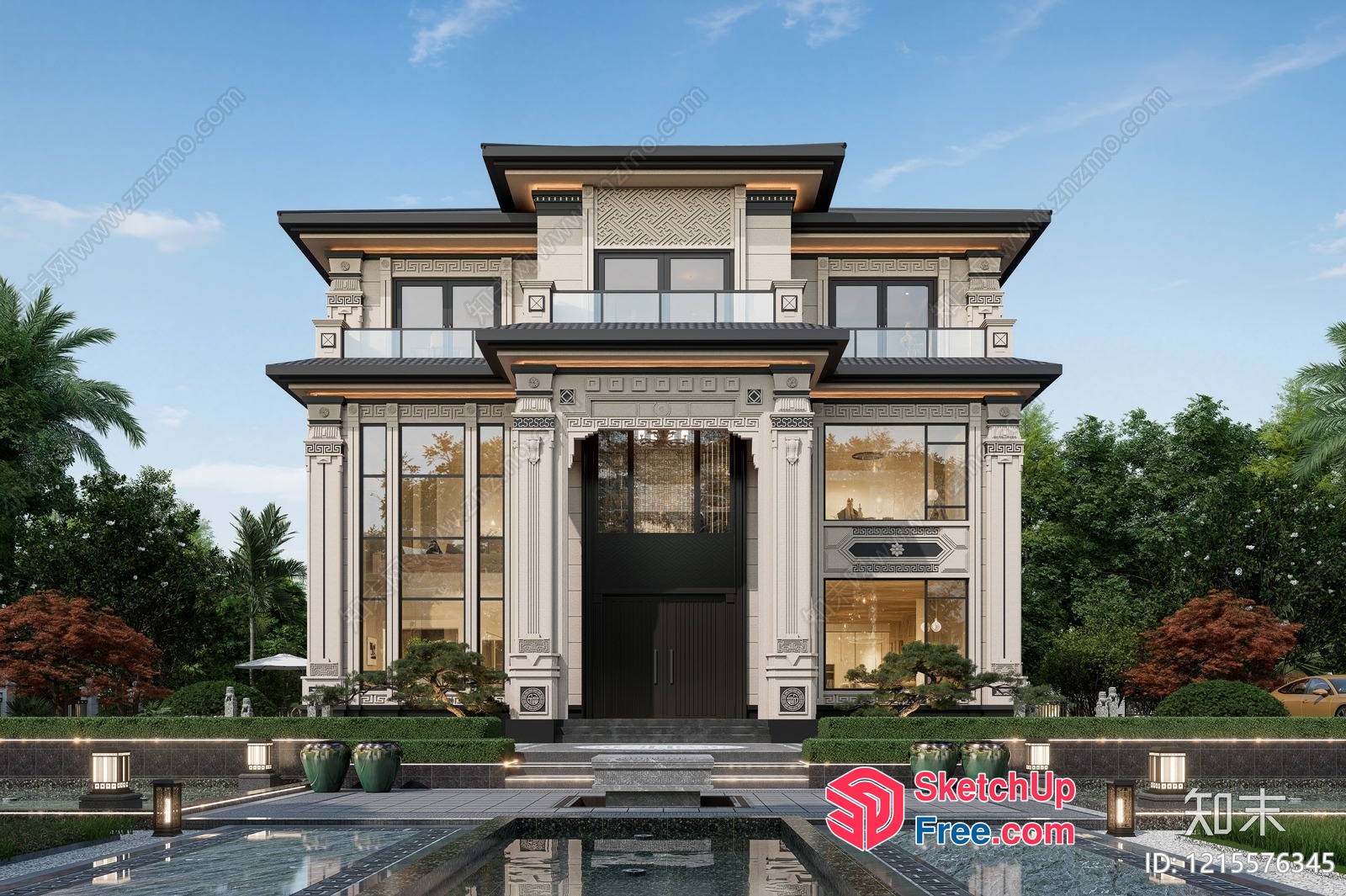 Luxurious Villa With Elegant Pillars 3D SketchUp File Luxurious Villa With Elegant Pillars 3D SketchUp File
