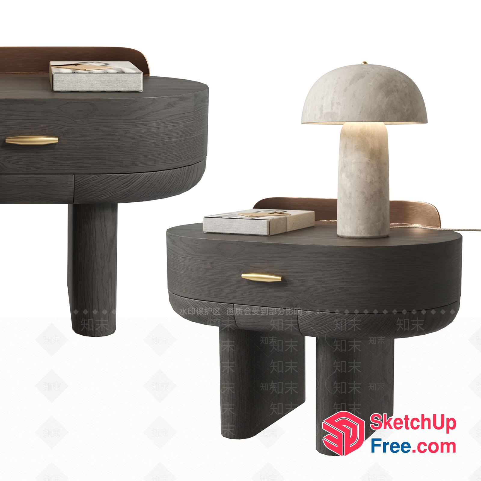 Modern Minimalist Bedside Table With Drawer And Lamp 3D SketchUp File