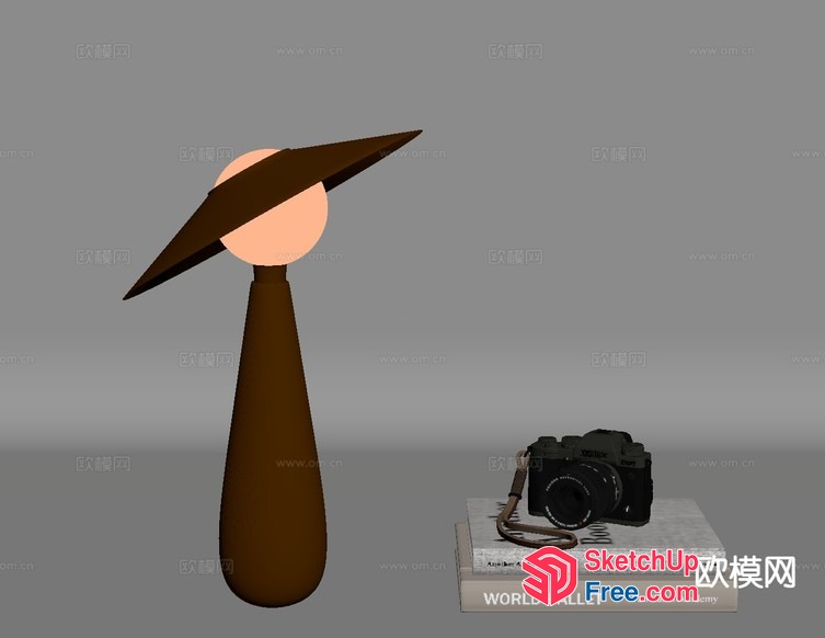 Elegant Japanese-Inspired Lamp With Camera And Books 3D SketchUp File