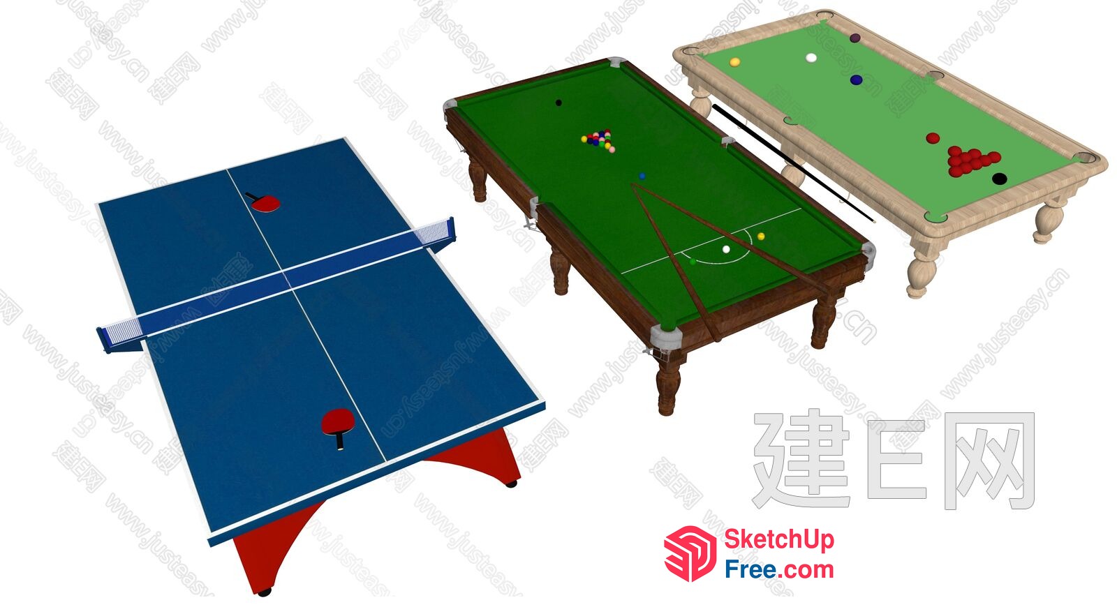 Table Tennis And Billiard Tables 3D SketchUp File