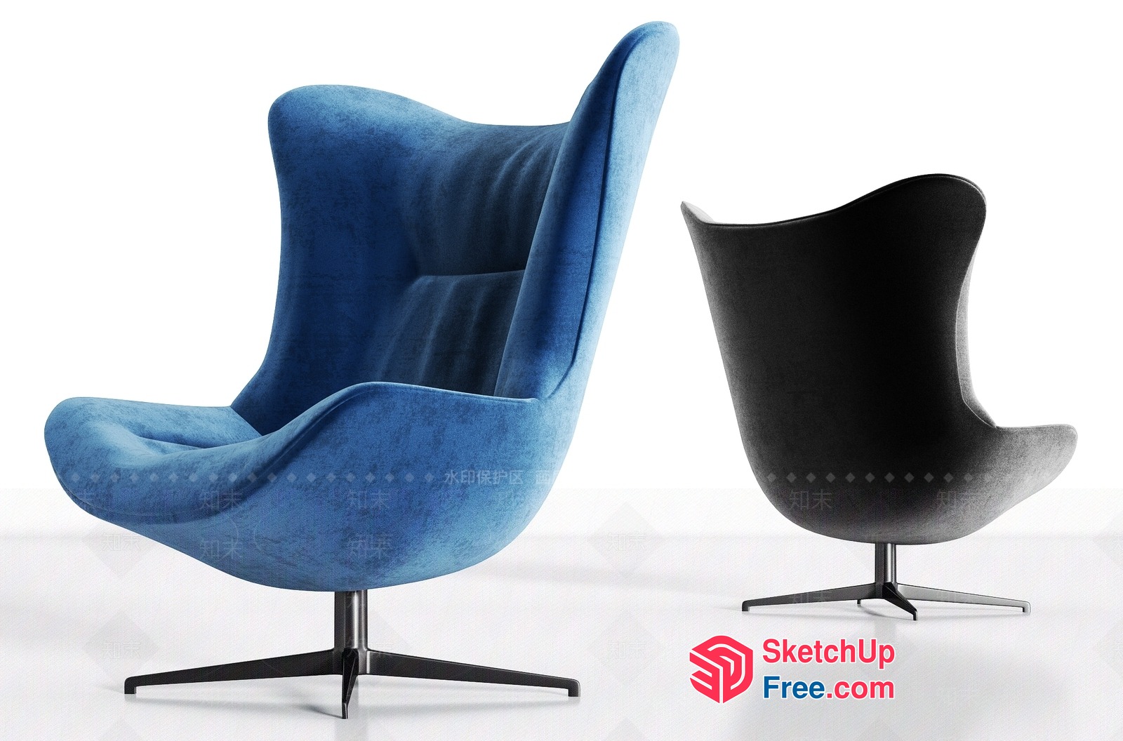 Modern Blue And Black Chair 3D SketchUp File