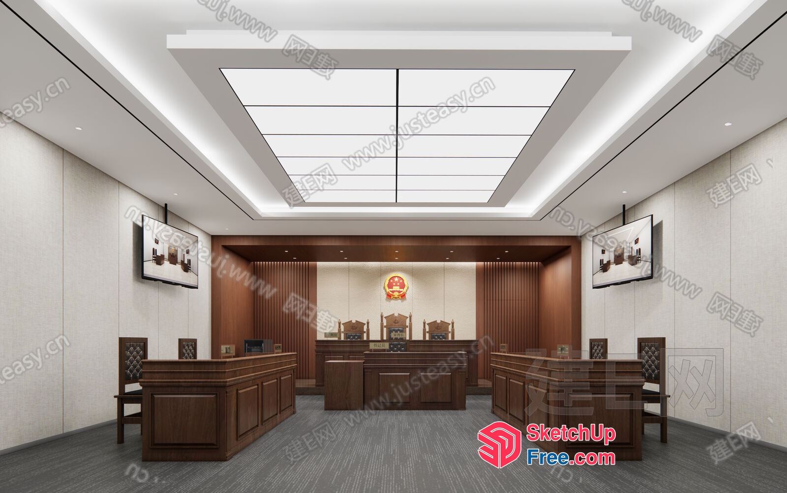 Modern Courtroom Interior 3D SketchUp File