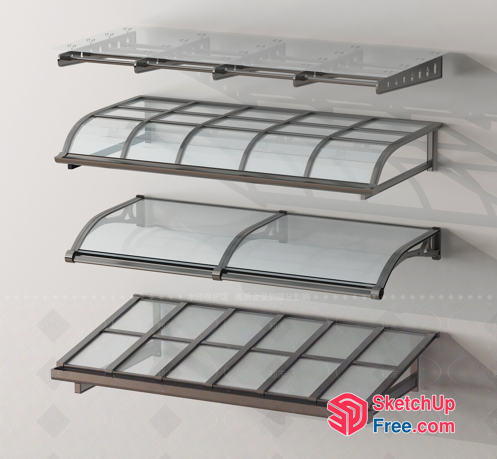 Modern Glass And Metal Wall Panels 3D SketchUp File