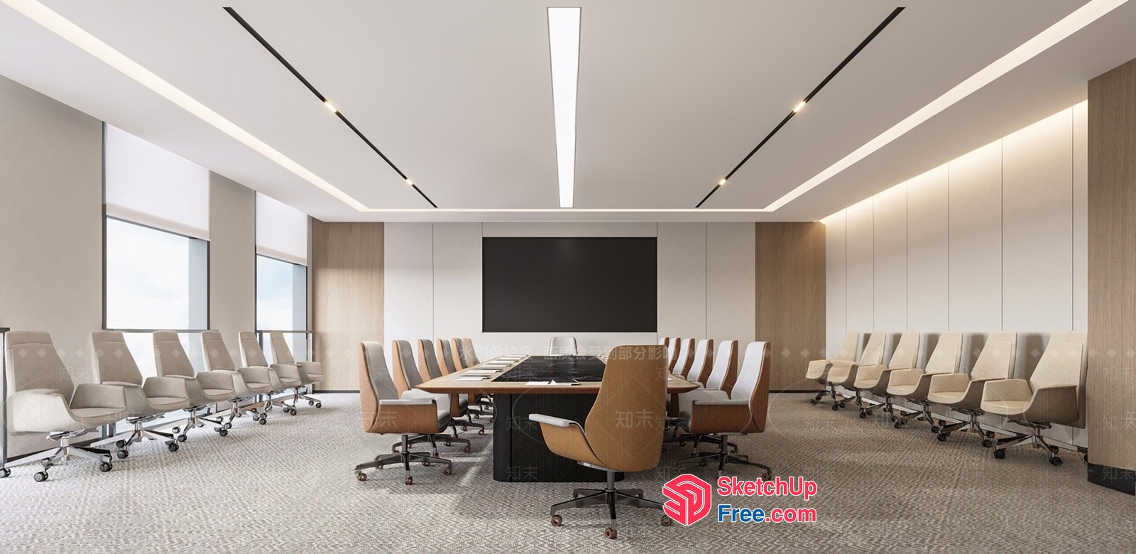 Modern Conference Room Interior With Elegant Lighting 3D SketchUp File
