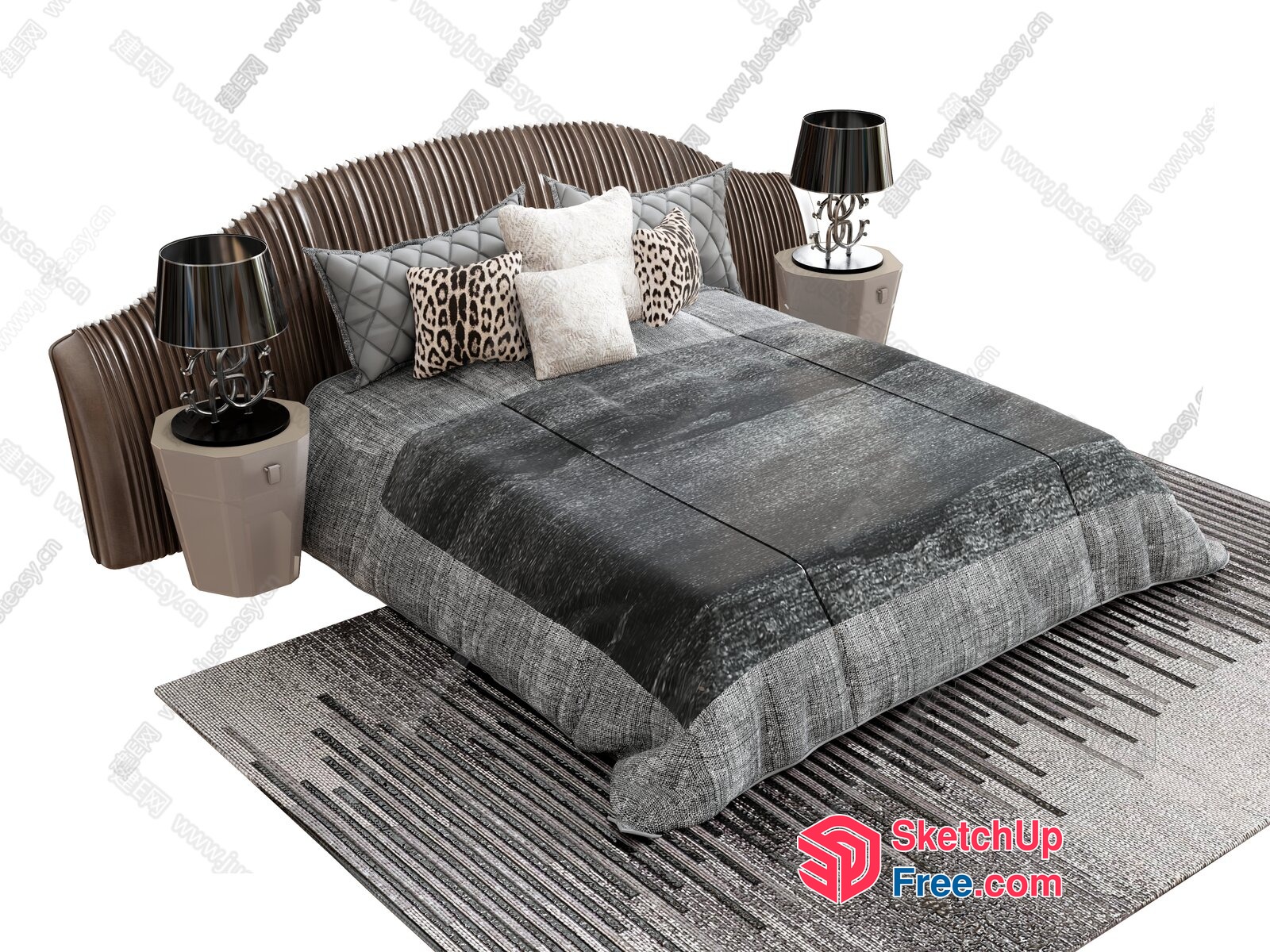 Modern Stylish Bed And Bedside Tables 3D SketchUp File