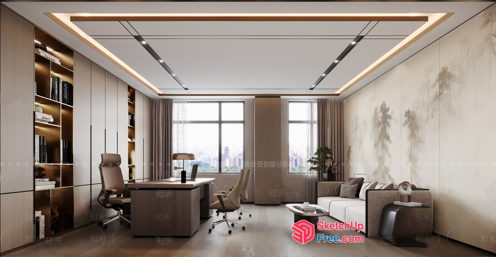 Elegant Modern Office Space With Natural Light 3D SketchUp File