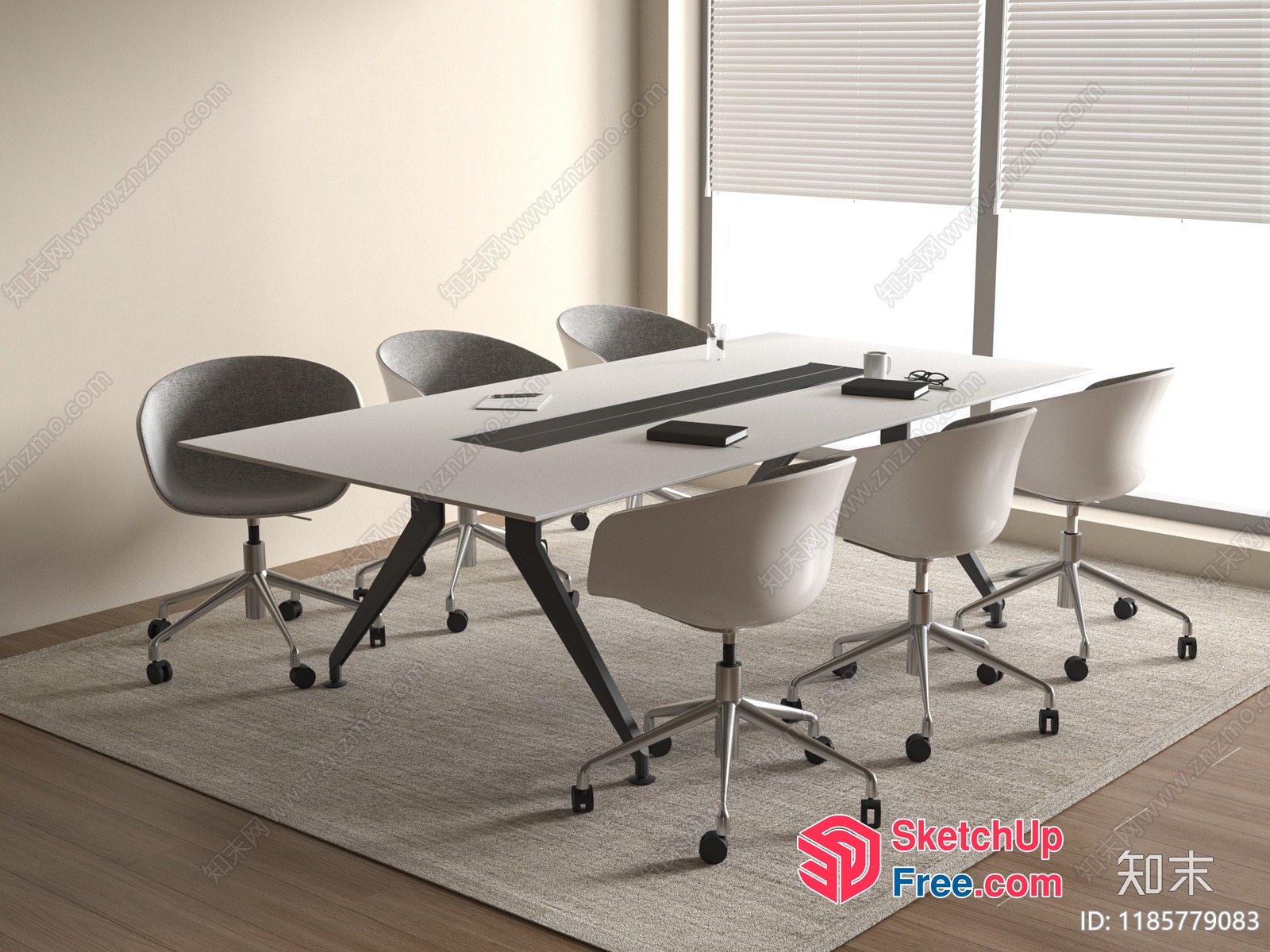 Modern Minimalist Office Space With Sleek Furniture And Natural Light 3D SketchUp File
