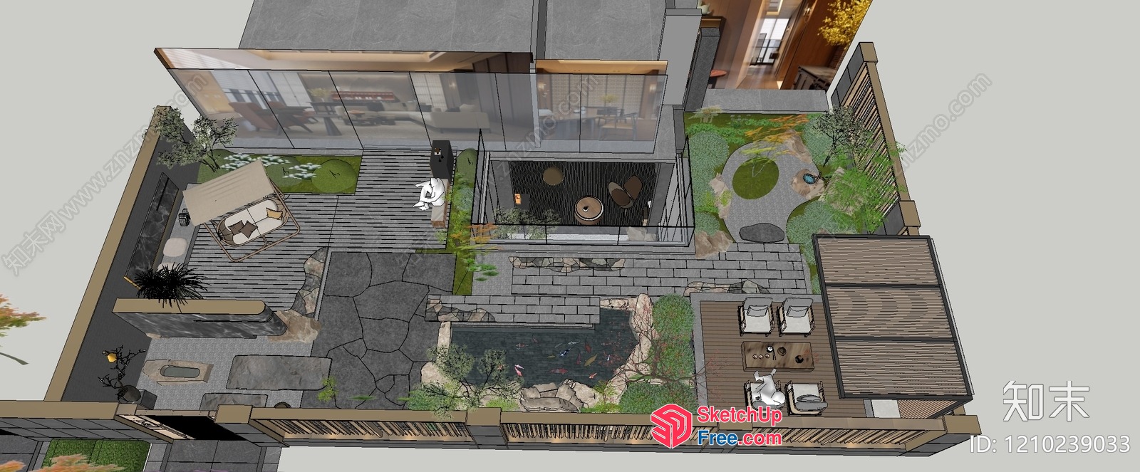 Modern Japanese-Style Villa With Elegant Exterior Decor 3D SketchUp File