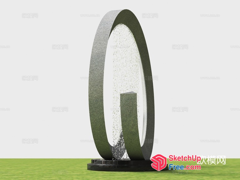Large Green Ring-Shaped Water Fountain 3D SketchUp File
