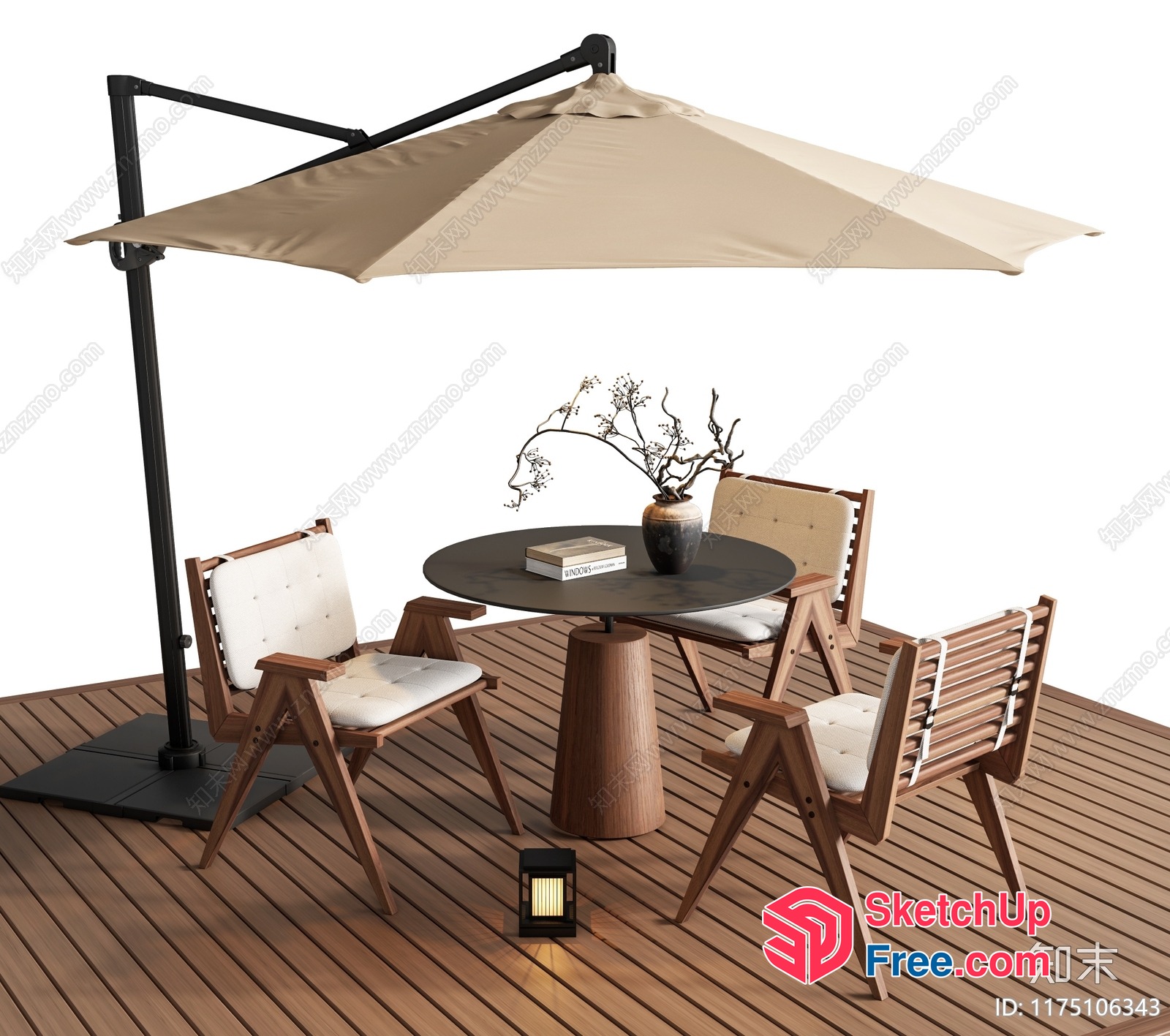 Outdoor Patio Furniture And Umbrella Setup 3D SketchUp File