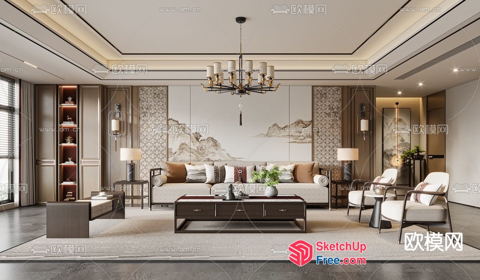 Elegant And Sophisticated Living Room Design 3D SketchUp File