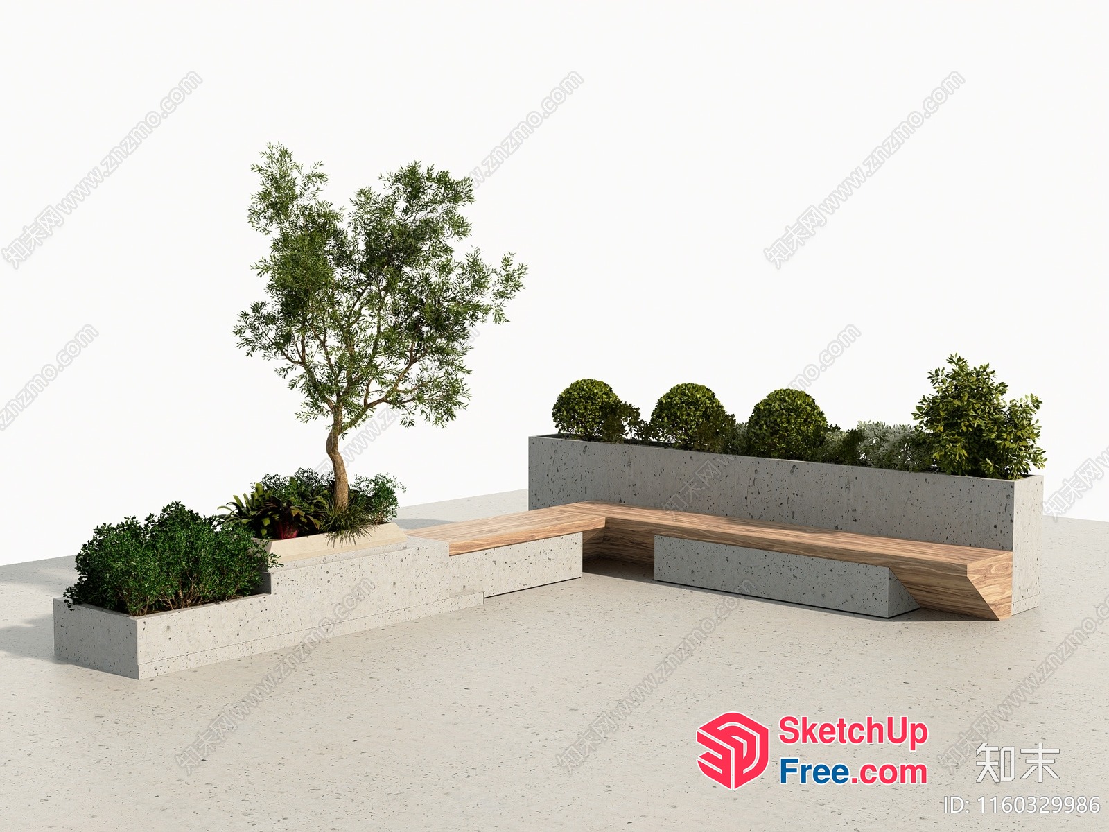 Minimalist Outdoor Seating Area With Concrete And Wood Accents 3D SketchUp File