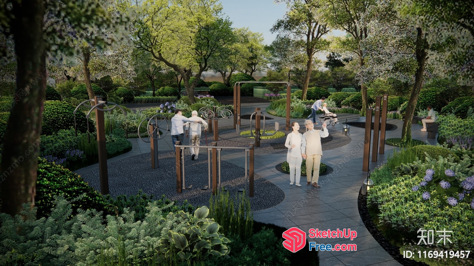 Elderly Outdoor Exercise Area 3D SketchUp File
